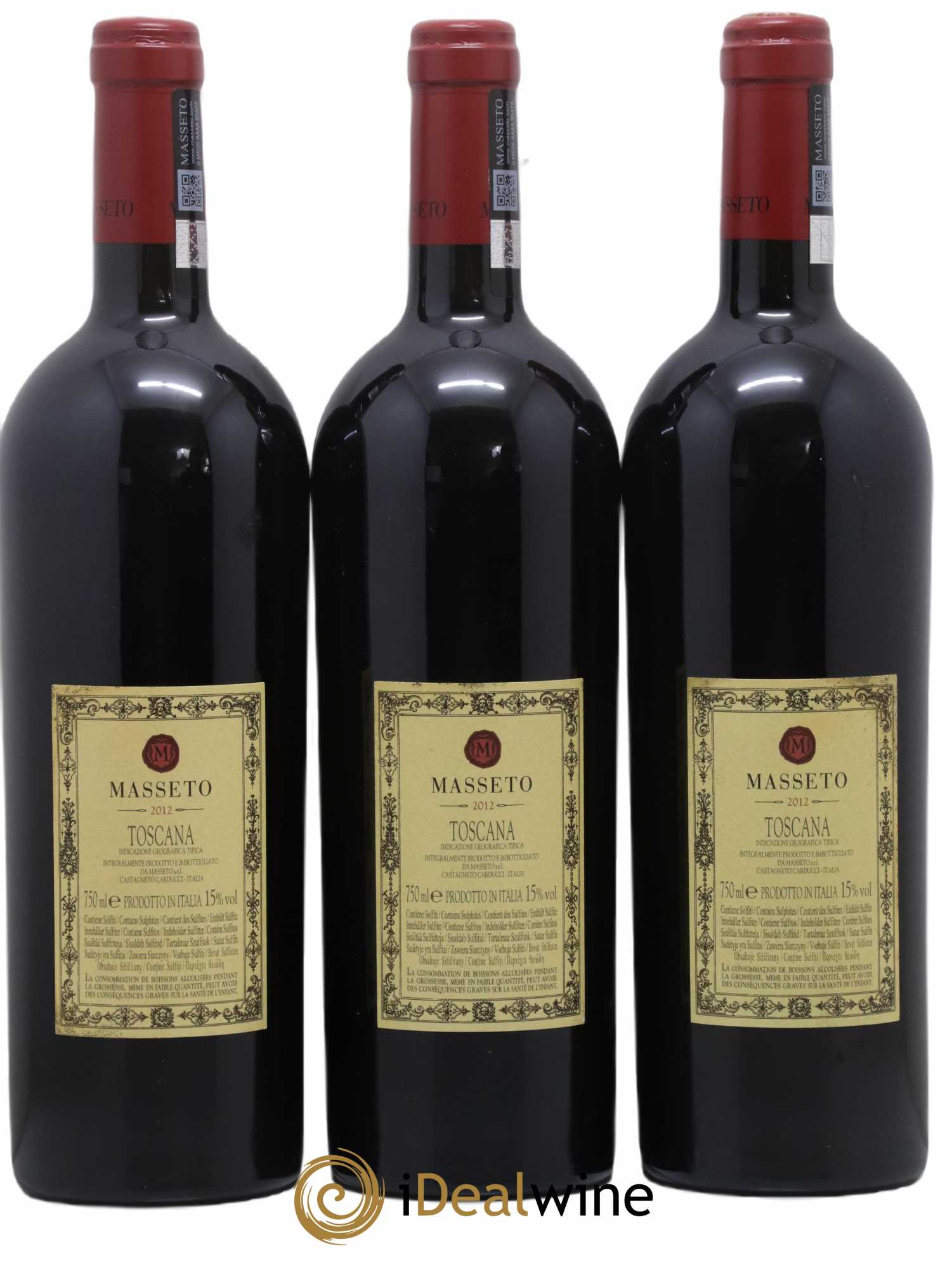 Toscana IGT Tenuta Dell'Ornellaia Masseto Frescobaldi 2012 - Lot de 3 bouteilles - 1