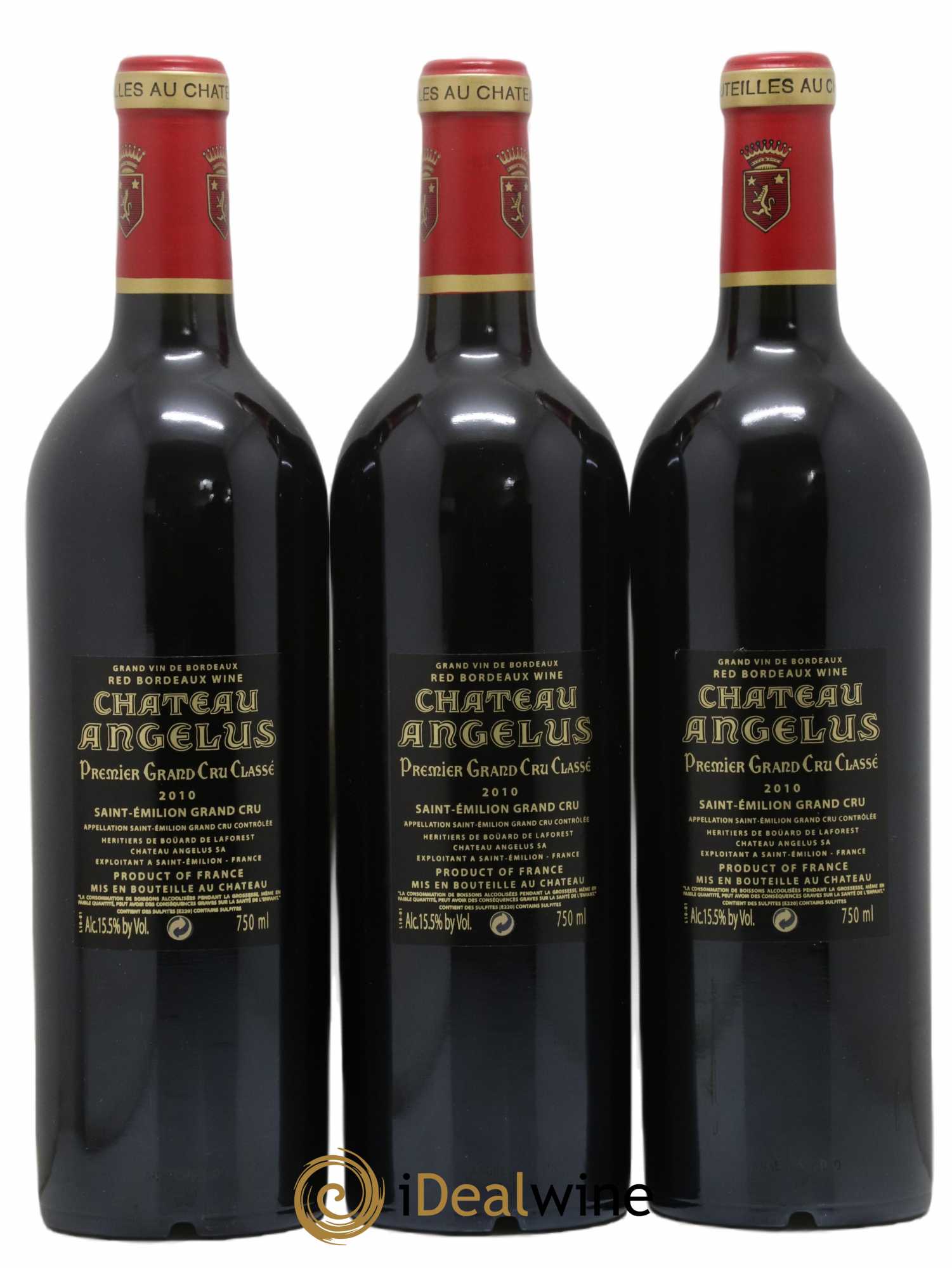 Château Angélus 1er Grand Cru Classé A 2010 - Lot de 3 bouteilles - 1