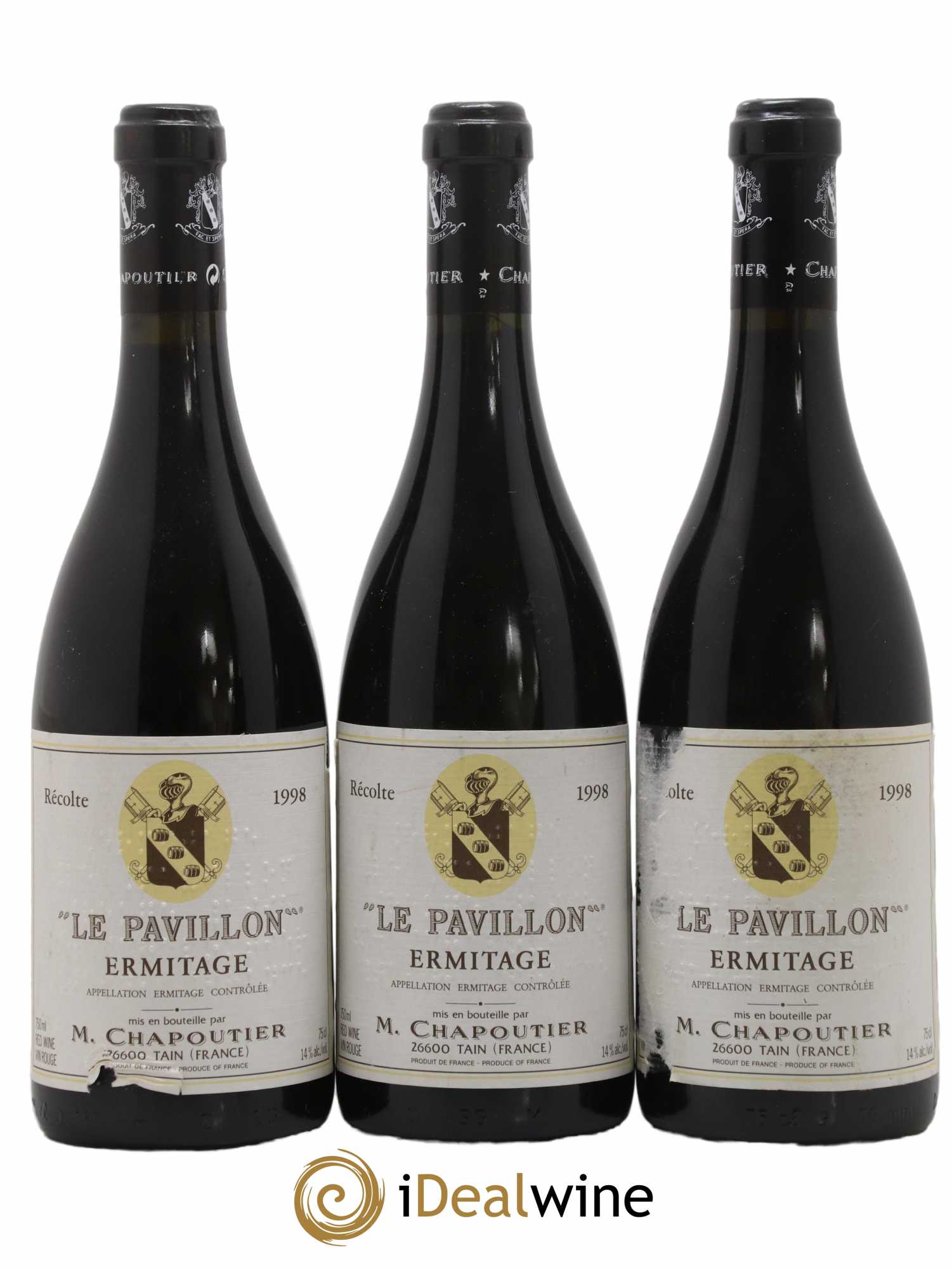 Hermitage Ermitage Le Pavillon Chapoutier 1998 - Lot de 3 bouteilles - 0