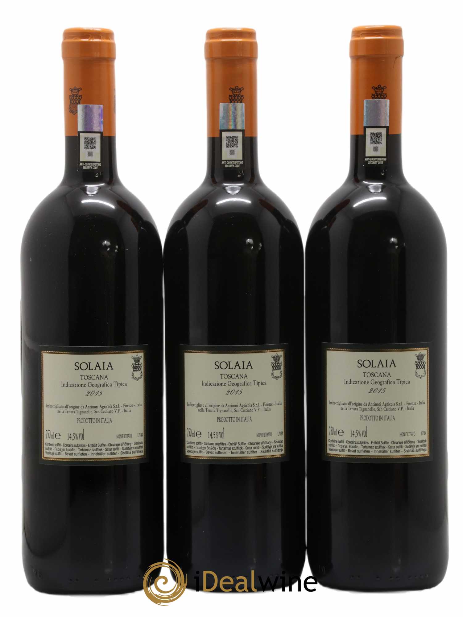 Toscana IGT Solaia Tenuta Tignanello - Marchesi Antinori 2015 - Lot de 3 bouteilles - 1