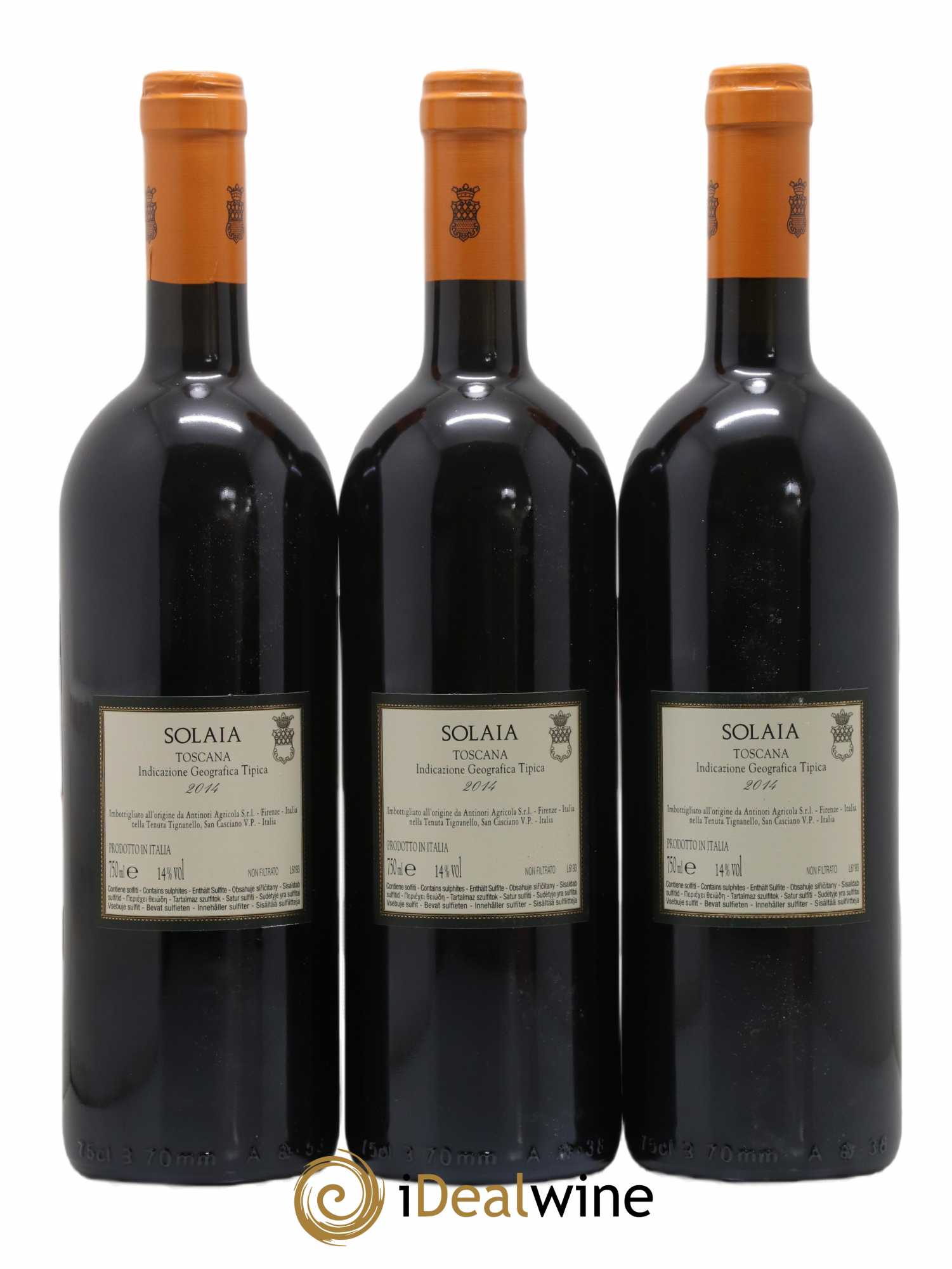 Toscana IGT Solaia Tenuta Tignanello - Marchesi Antinori 2014 - Lot de 3 bouteilles - 1