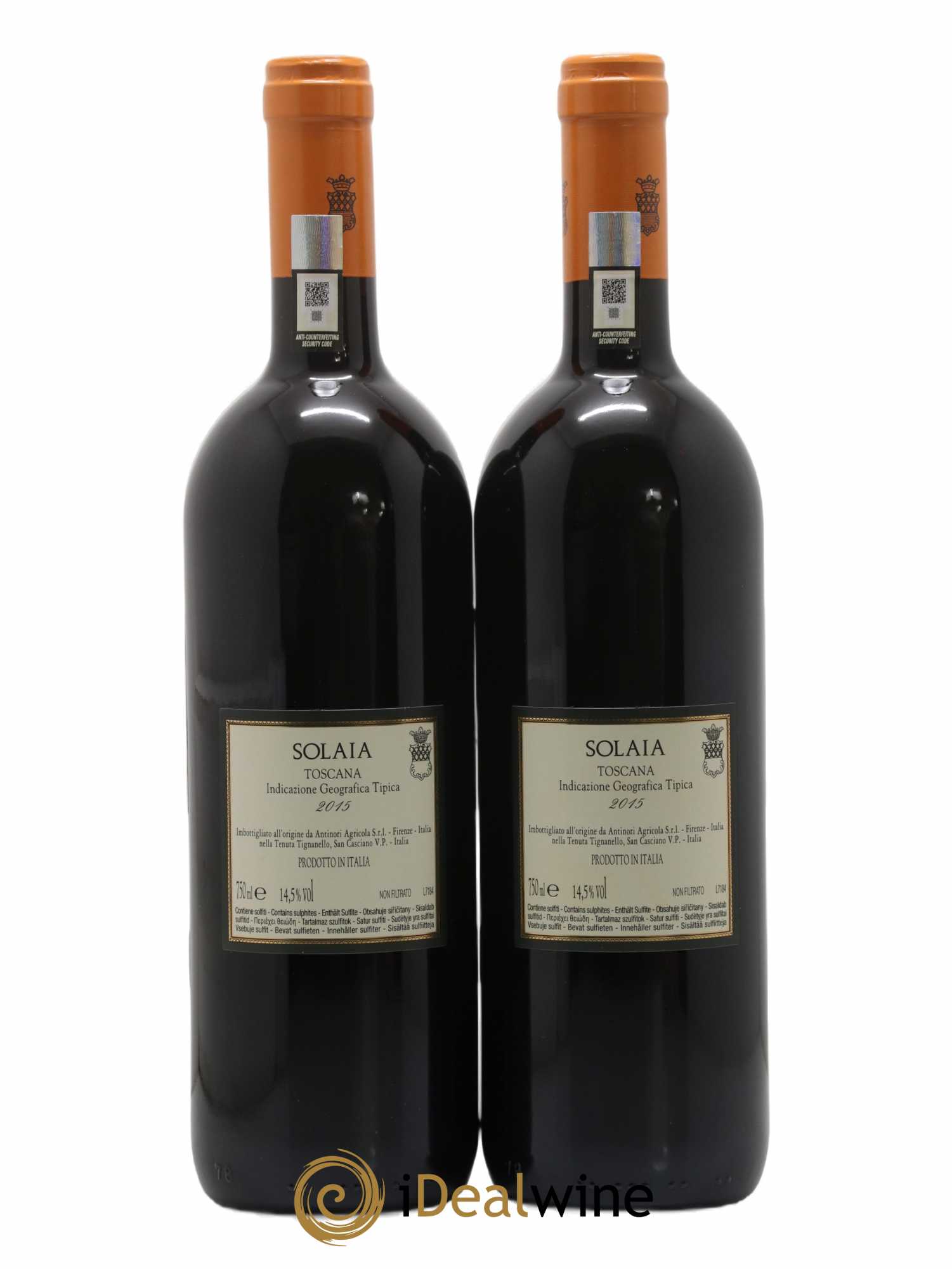 Toscana IGT Solaia Tenuta Tignanello - Marchesi Antinori 2015 - Lot de 2 bouteilles - 1
