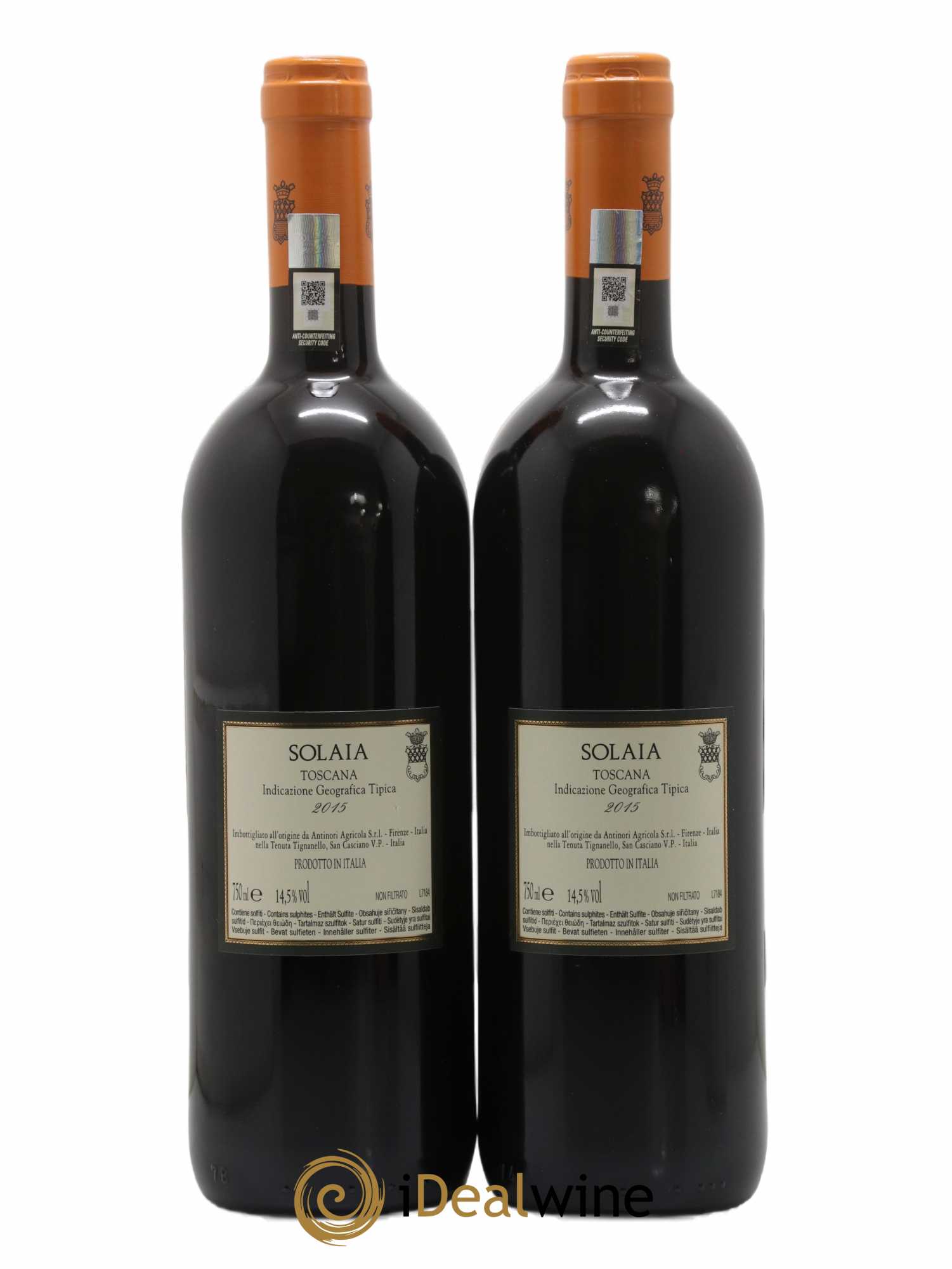 Toscana IGT Solaia Tenuta Tignanello - Marchesi Antinori 2015 - Lot de 2 bouteilles - 1