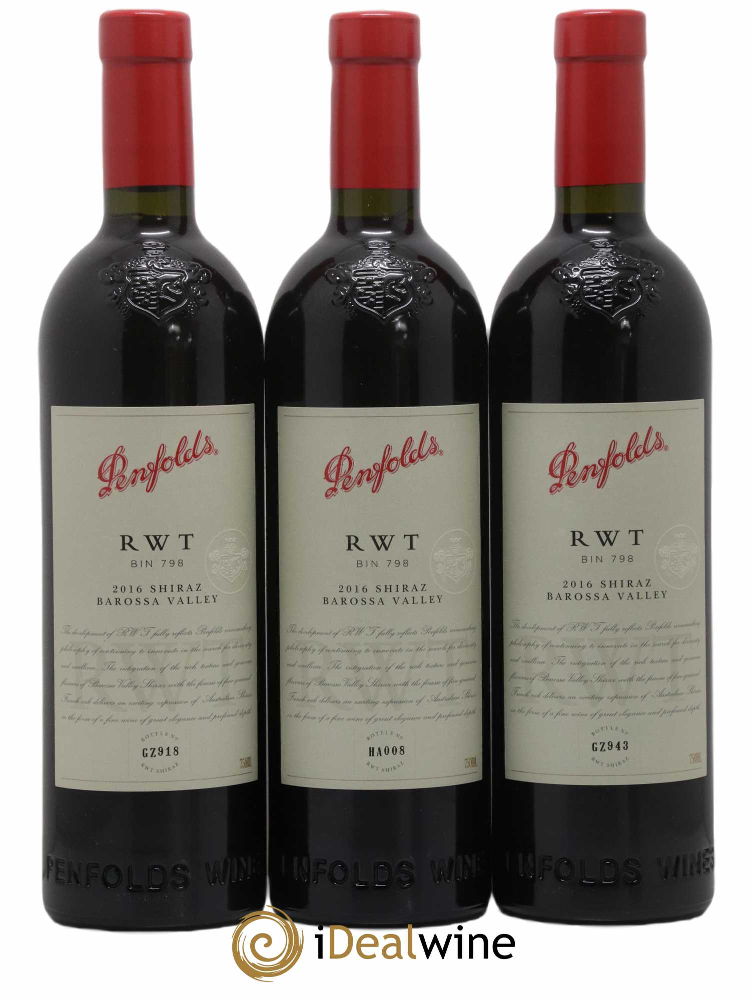 Barossa Valley Penfolds Wines RWT Shiraz 2016 - Posten von 3 Flaschen - 0