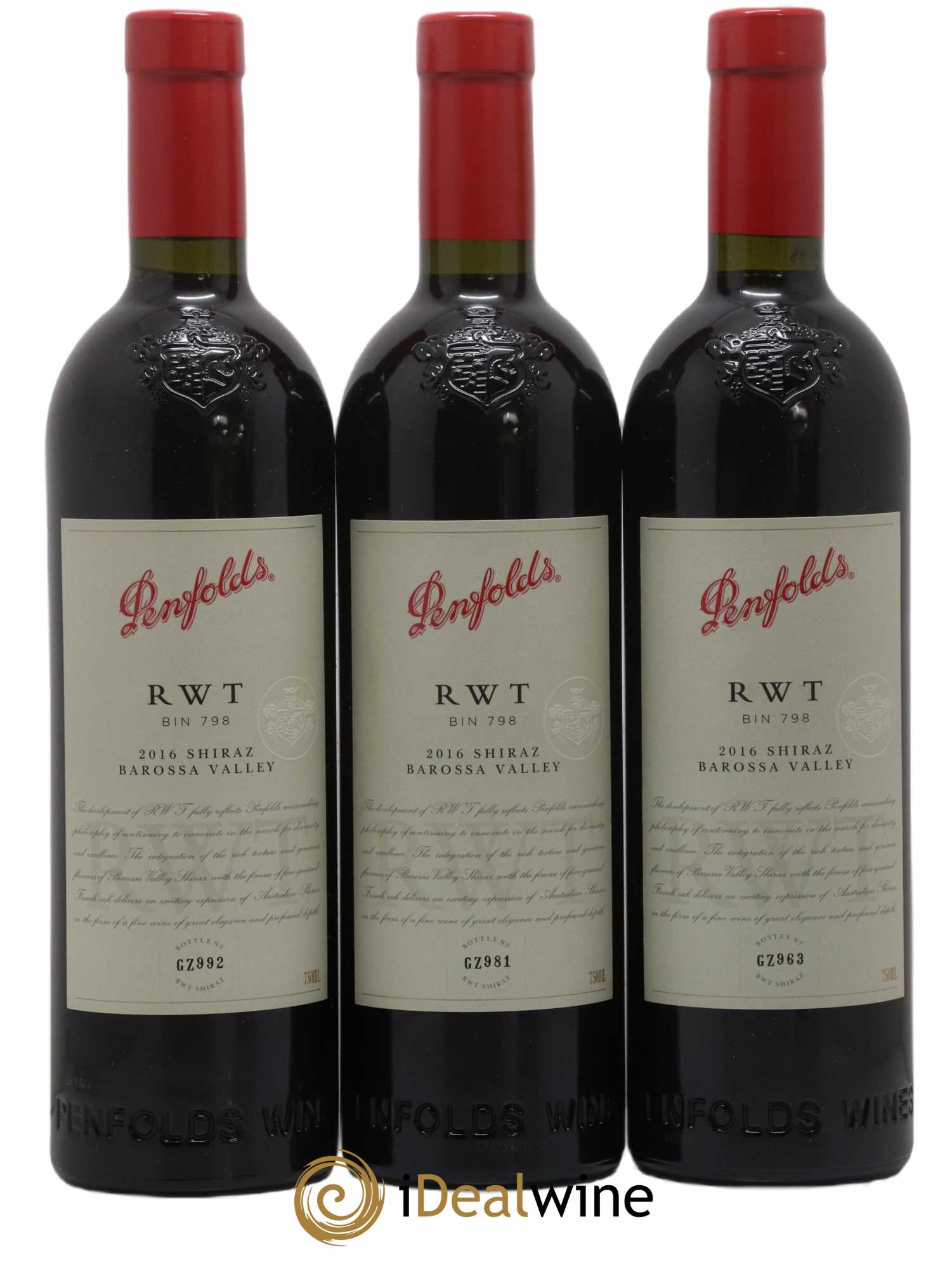 Barossa Valley Penfolds Wines RWT Shiraz 2016 - Posten von 3 Flaschen - 0