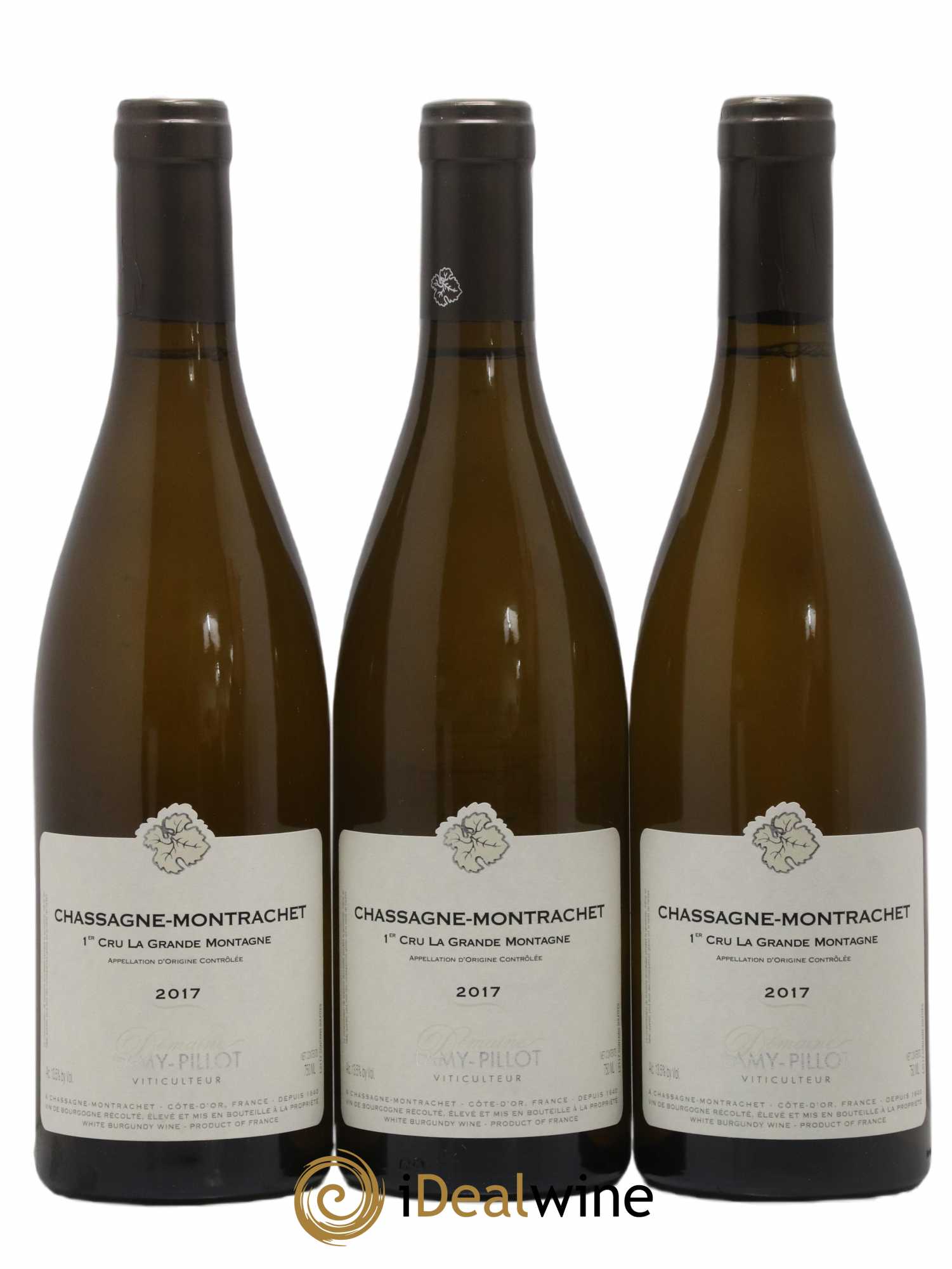 Chassagne-Montrachet 1er Cru La Grande Montagne Lamy Pillot 2017 - Lotto di 3 bottiglie - 0
