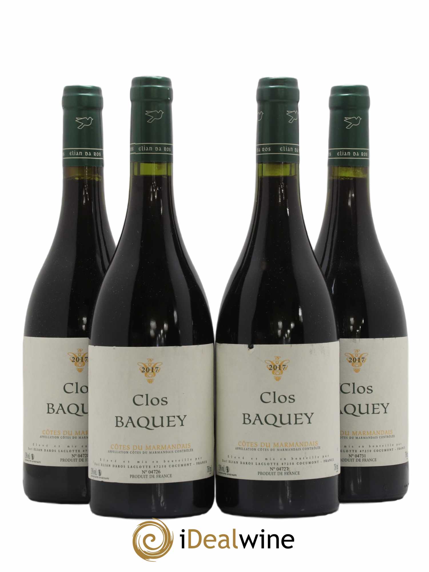 Côtes du Marmandais Clos Baquey Elian Da Ros (Domaine) 2017 - Lot de 4 bouteilles - 0