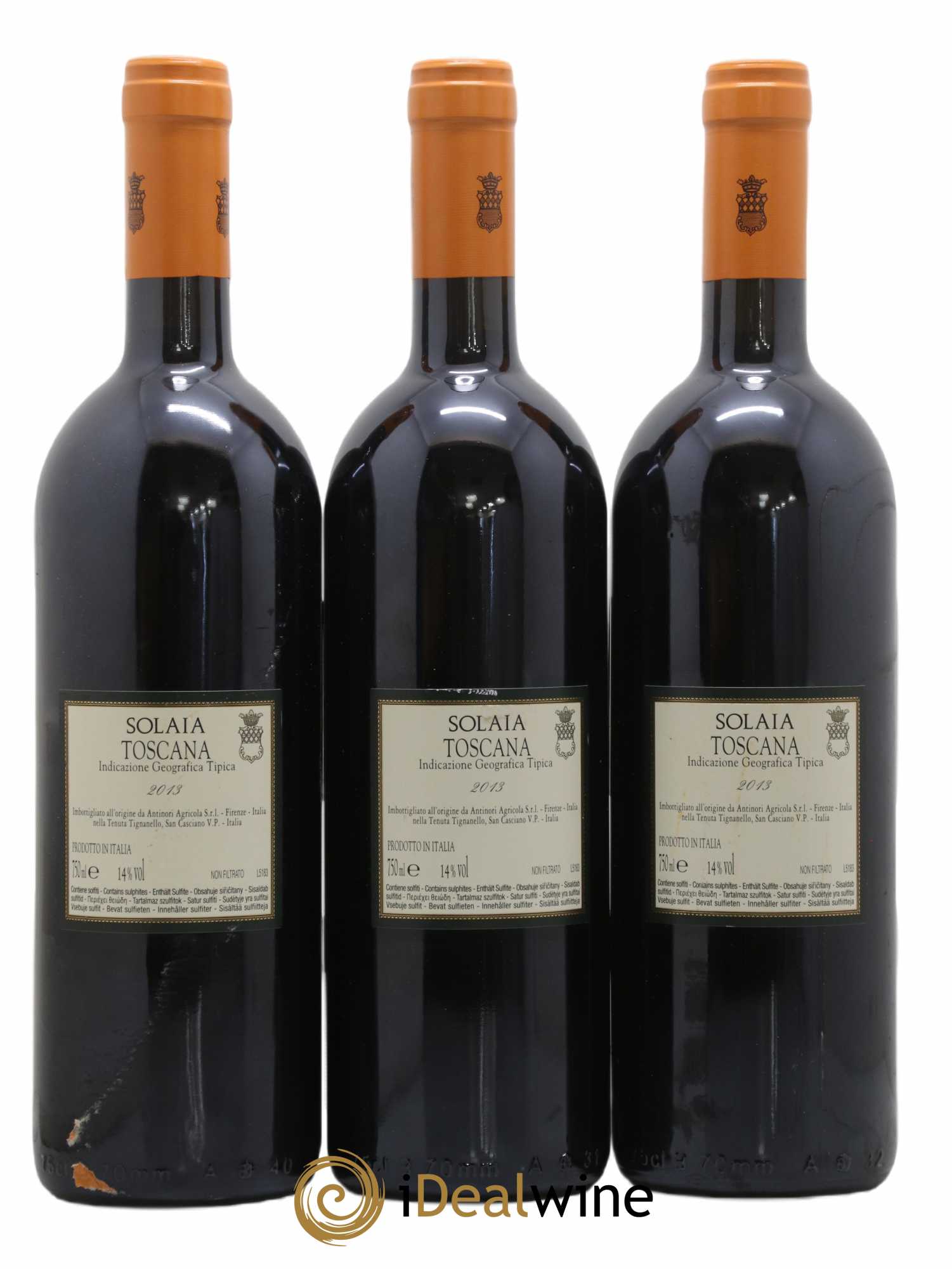 Toscana IGT Solaia Tenuta Tignanello - Marchesi Antinori 2013 - Lot de 3 bouteilles - 1