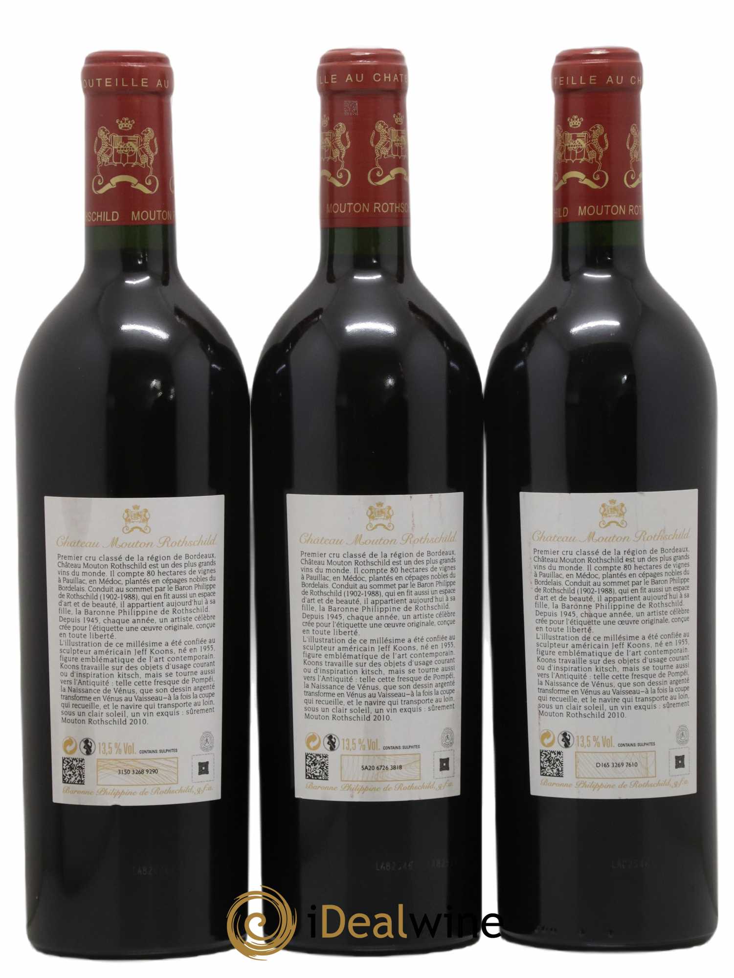 Château Mouton Rothschild 1er Grand Cru Classé 2010 - Lot de 3 bouteilles - 1