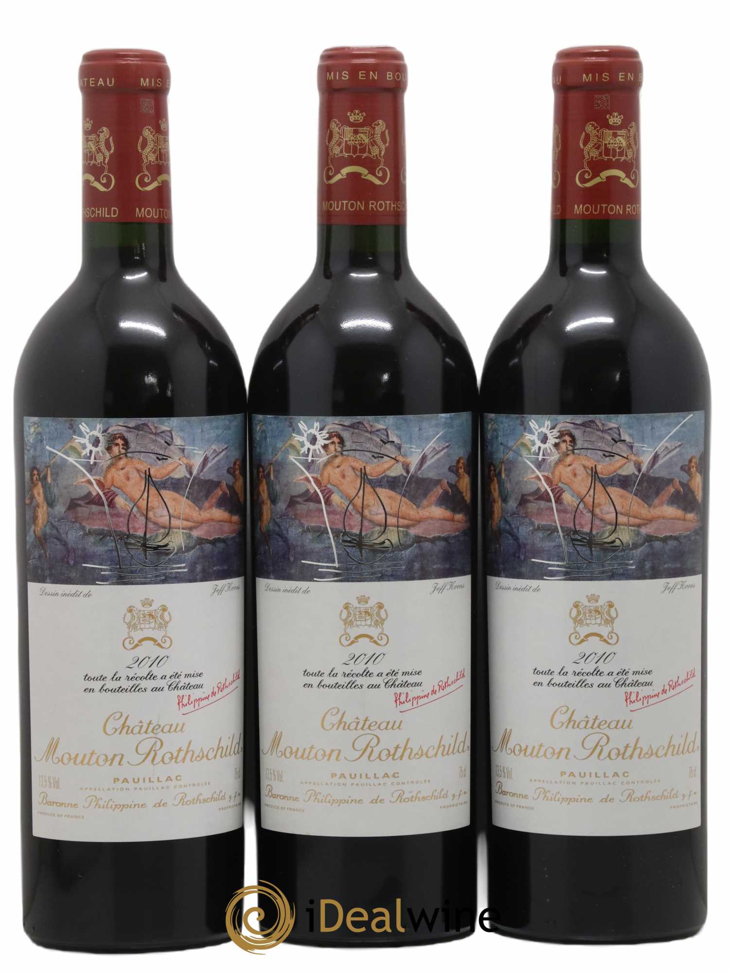 Château Mouton Rothschild 1er Grand Cru Classé 2010 - Lot de 3 bouteilles - 0