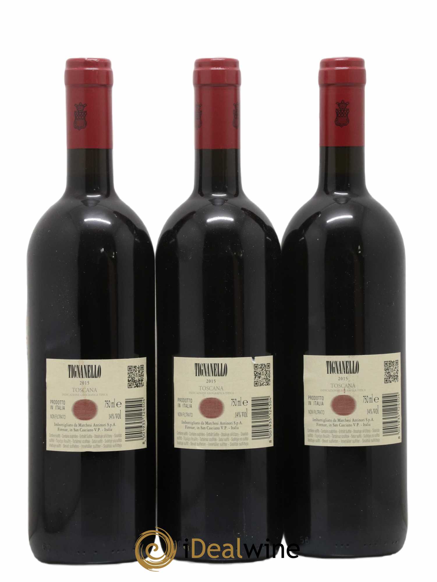 Toscana IGT Tignanello Tenuta Tignanello - Marchesi Antinori 2015 - Lot de 3 bouteilles - 1