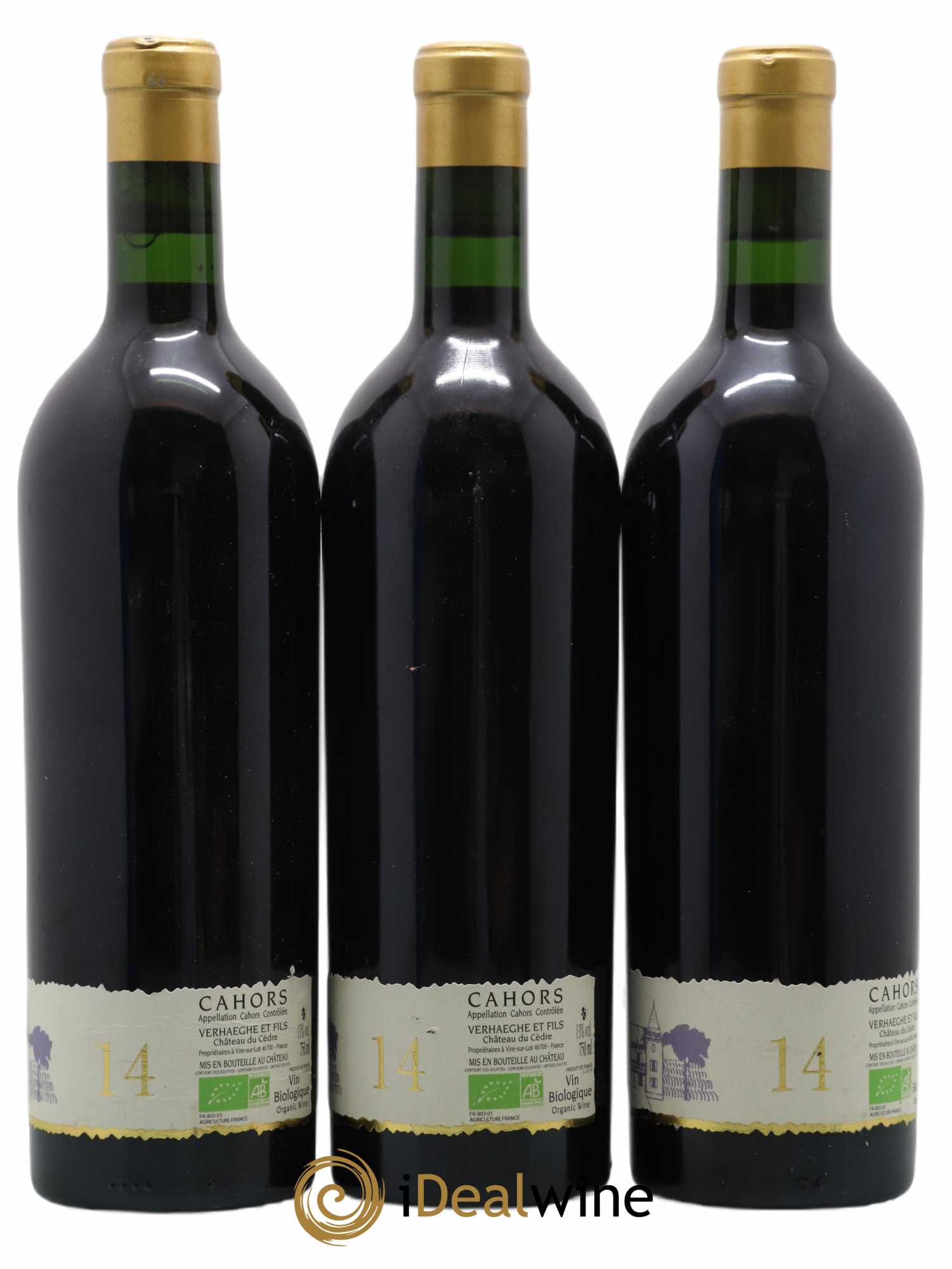 Cahors Château du Cèdre GC Pascal et Jean-Marc Verhaeghe 2014 - Lot de 3 bouteilles - 1