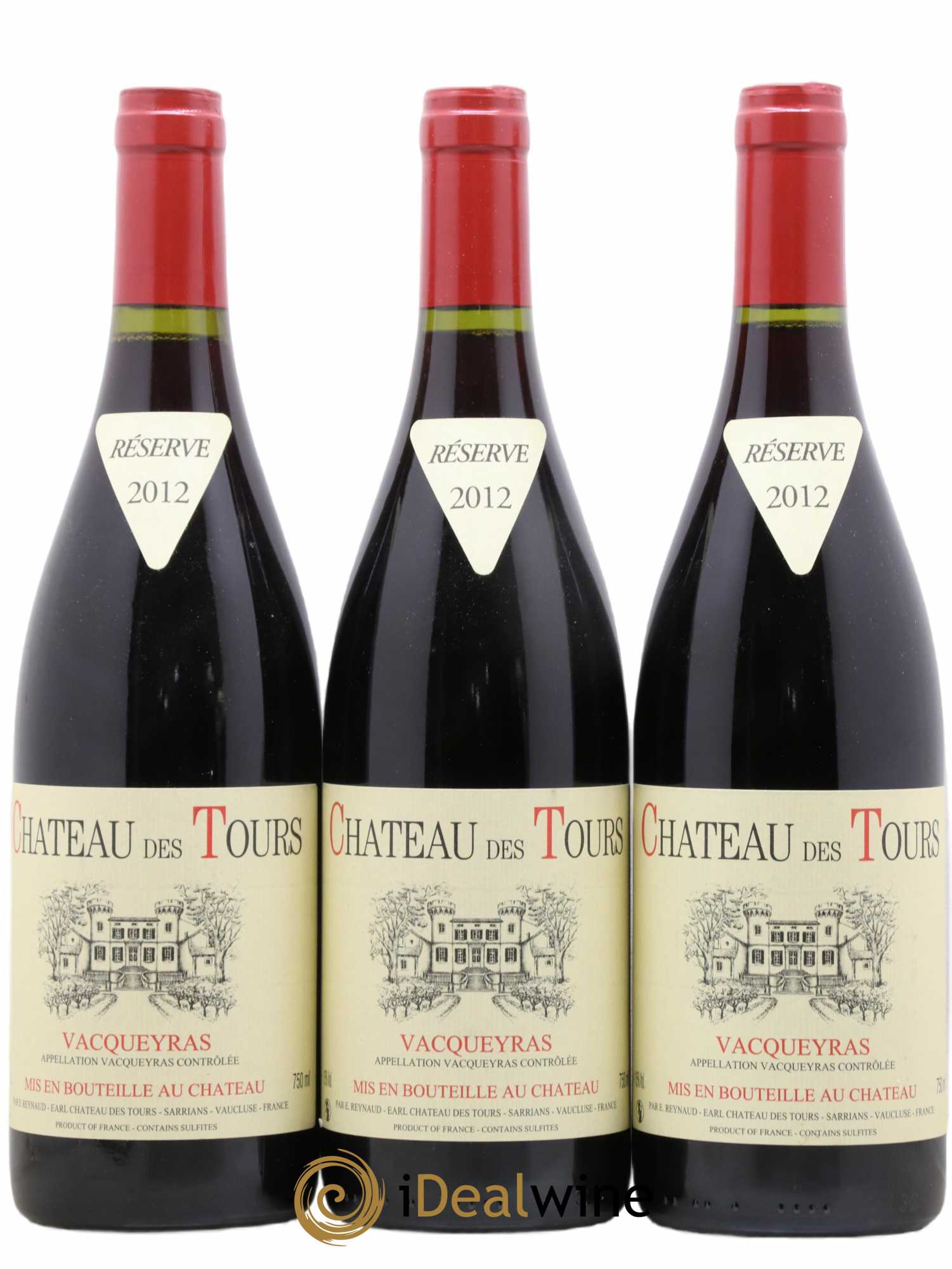 Vacqueyras Château des Tours Emmanuel Reynaud 2012 - Lot de 3 bouteilles - 0