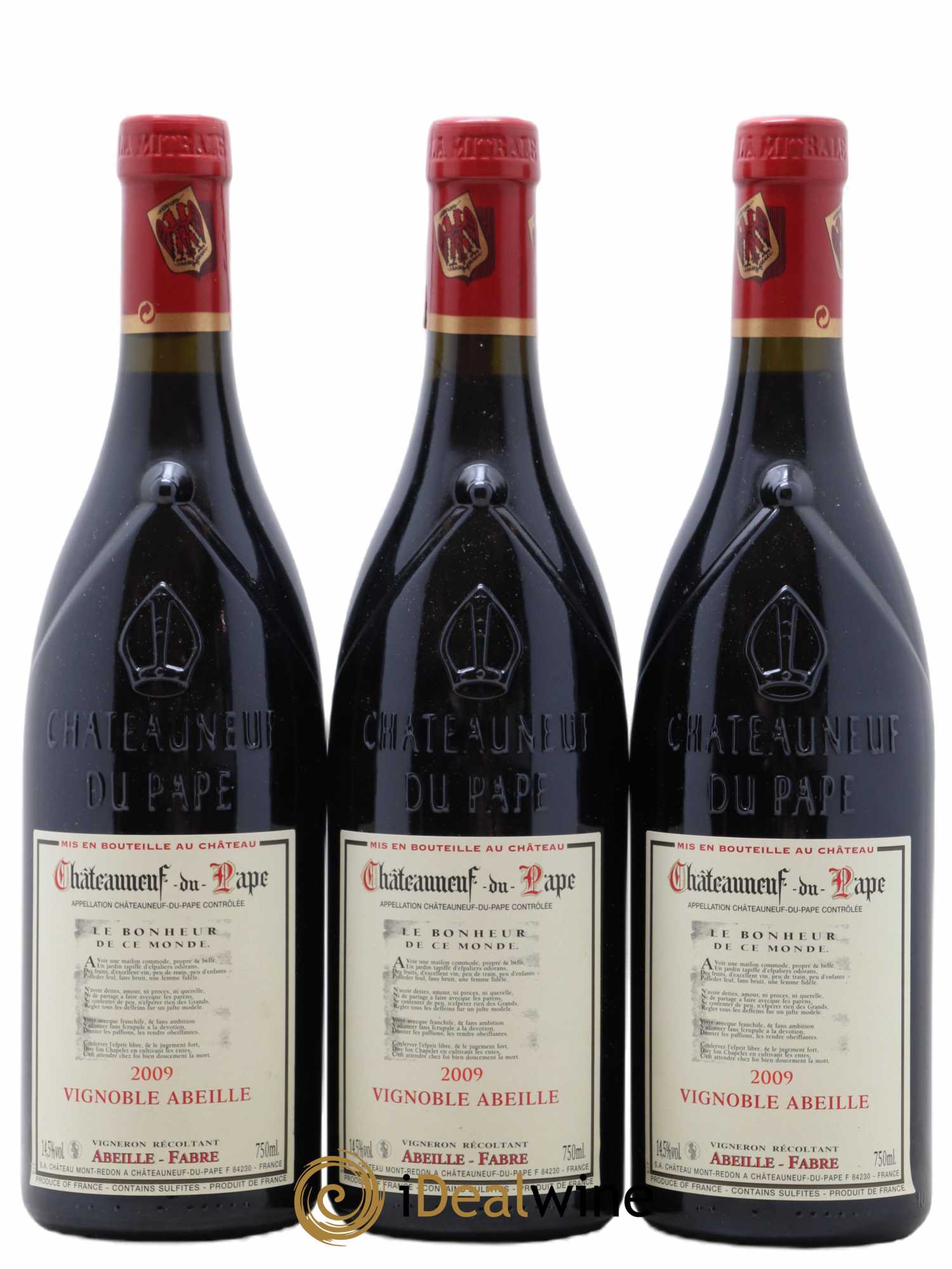 Châteauneuf-du-Pape Le Bonheur de ce Monde Vignoble Abeille 2009 - Posten von 3 Flaschen - 0