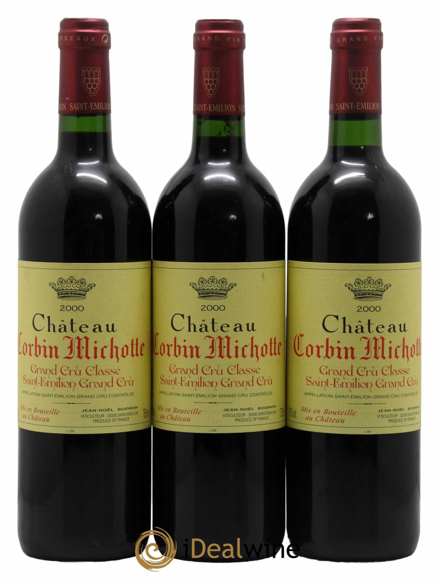 Château Corbin Michotte Grand Cru Classé 2000 - Lot de 3 bouteilles - 0