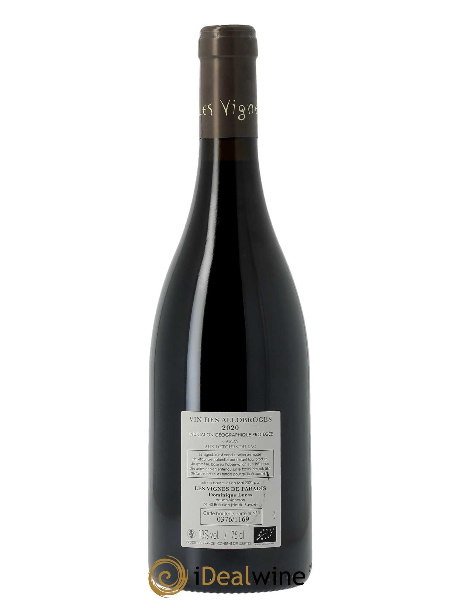 IGP Vin des Allobroges Aux Détours du Lac Les Vignes de Paradis 2020 - Lot de 1 bouteille - 1