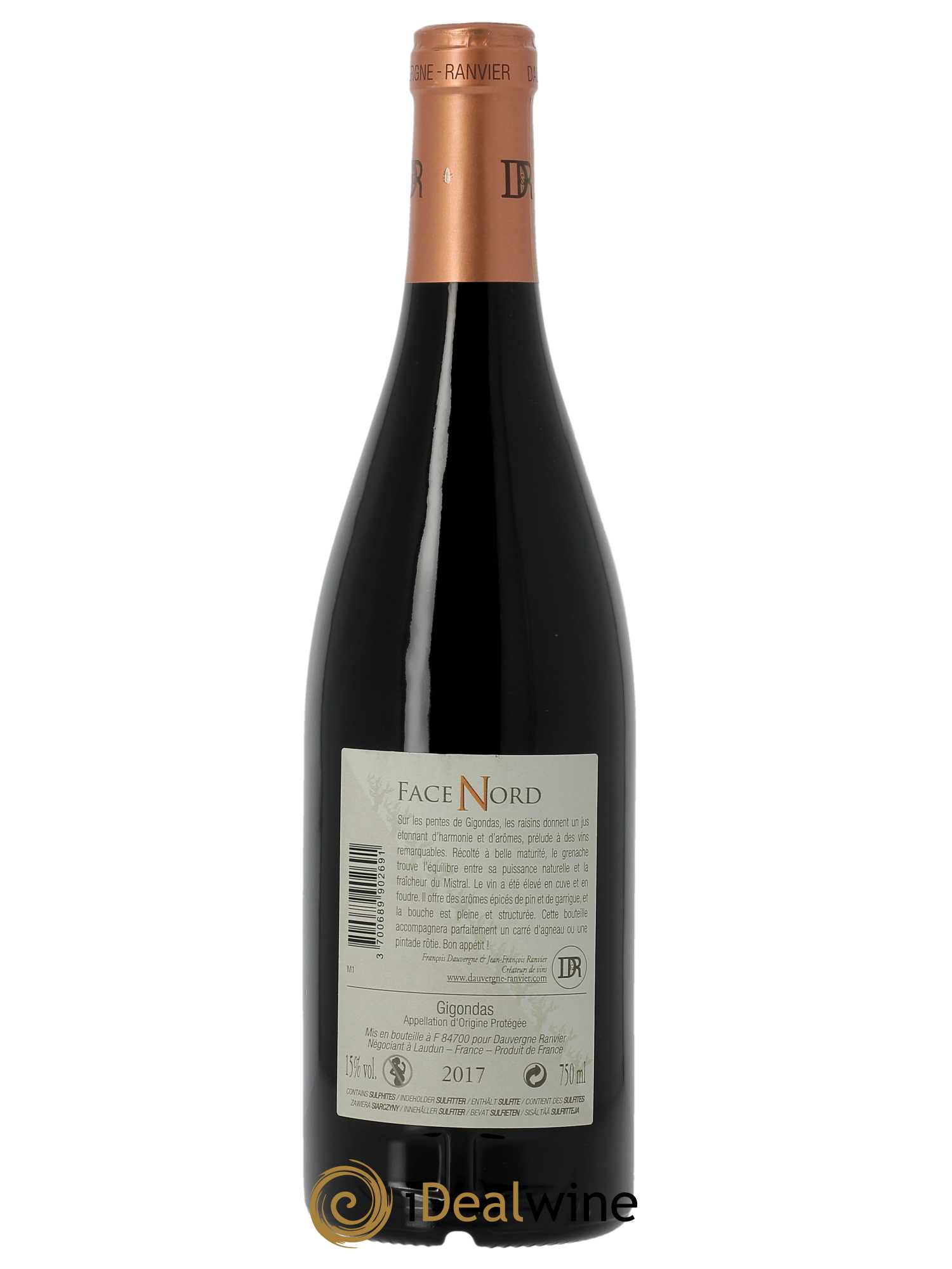Gigondas Face Nord Dauvergne Ranvier 2017 - Lot of 1 bottle - 1