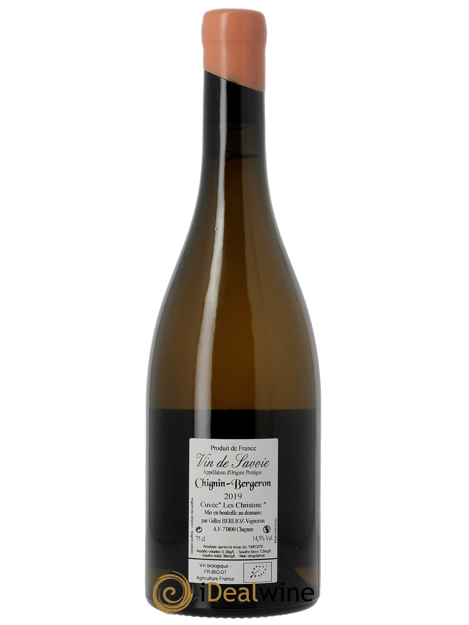 Vin de Savoie Chignin-Bergeron Les Christine Gilles Berlioz 2019 - Lot de 1 bouteille - 1
