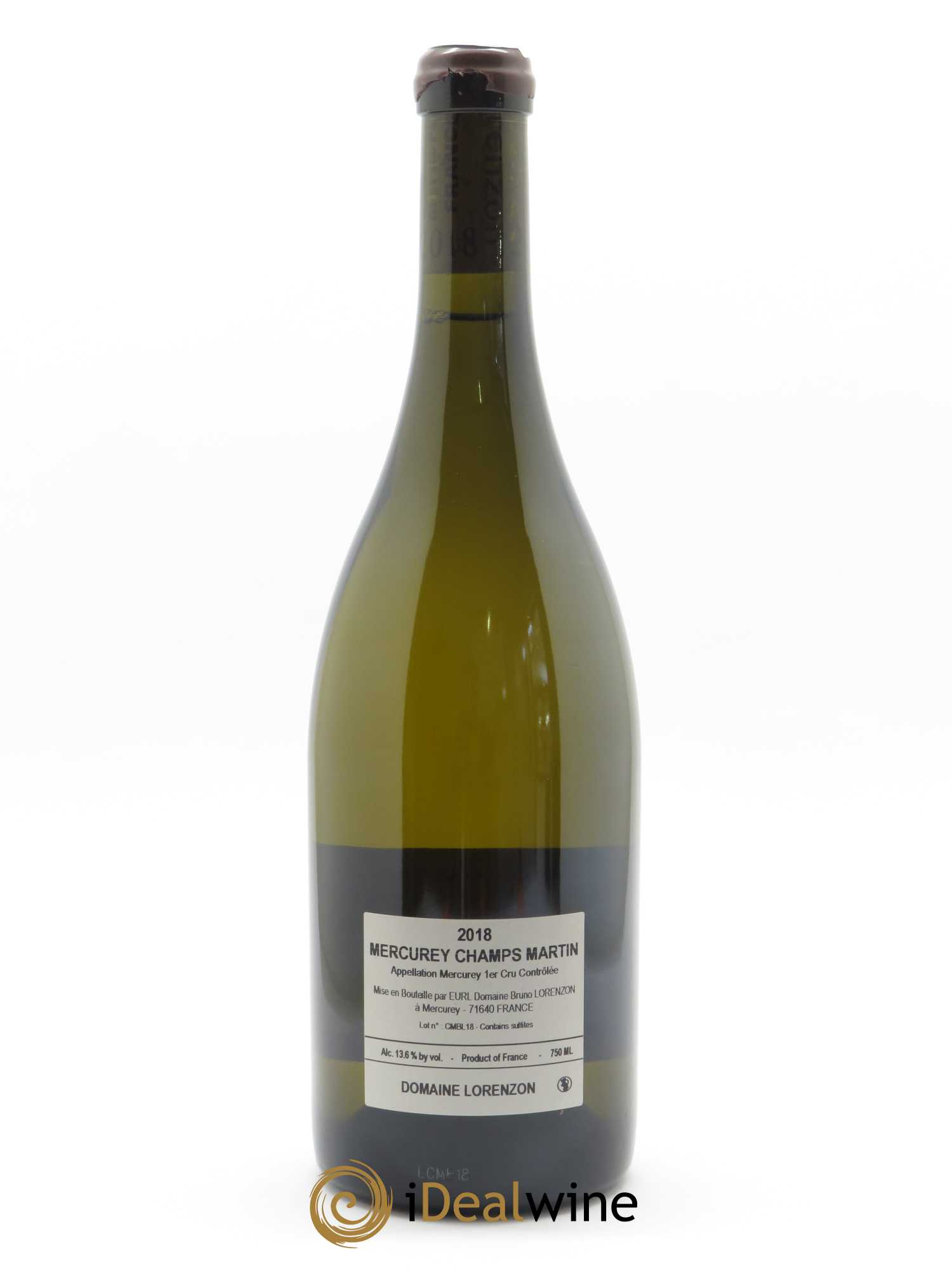Mercurey 1er Cru Les Champs Martin Bruno Lorenzon 2018 - Lot de 1 bouteille - 1