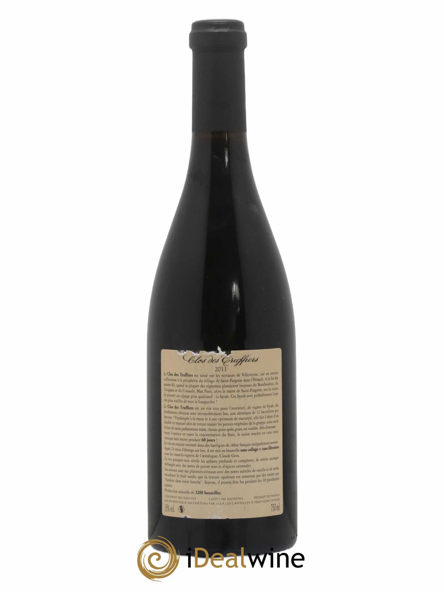 La Clape Château de La Négly Clos des Truffiers Jean Paux-Rosset 2011 - Lot de 1 bouteille - 1