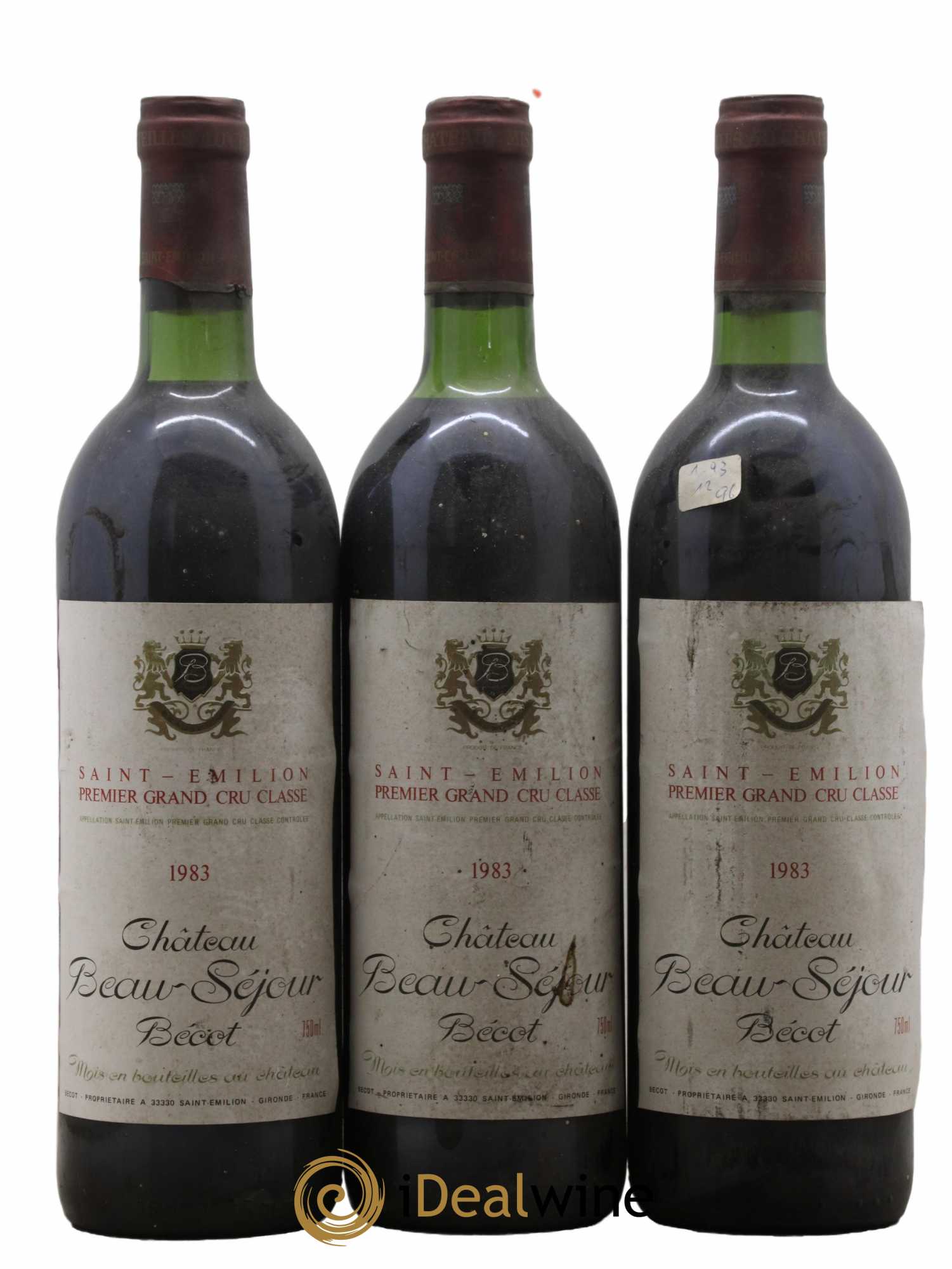 Château Beau-Séjour Bécot 1er Grand Cru Classé B 1983 - Lot de 3 bouteilles - 0