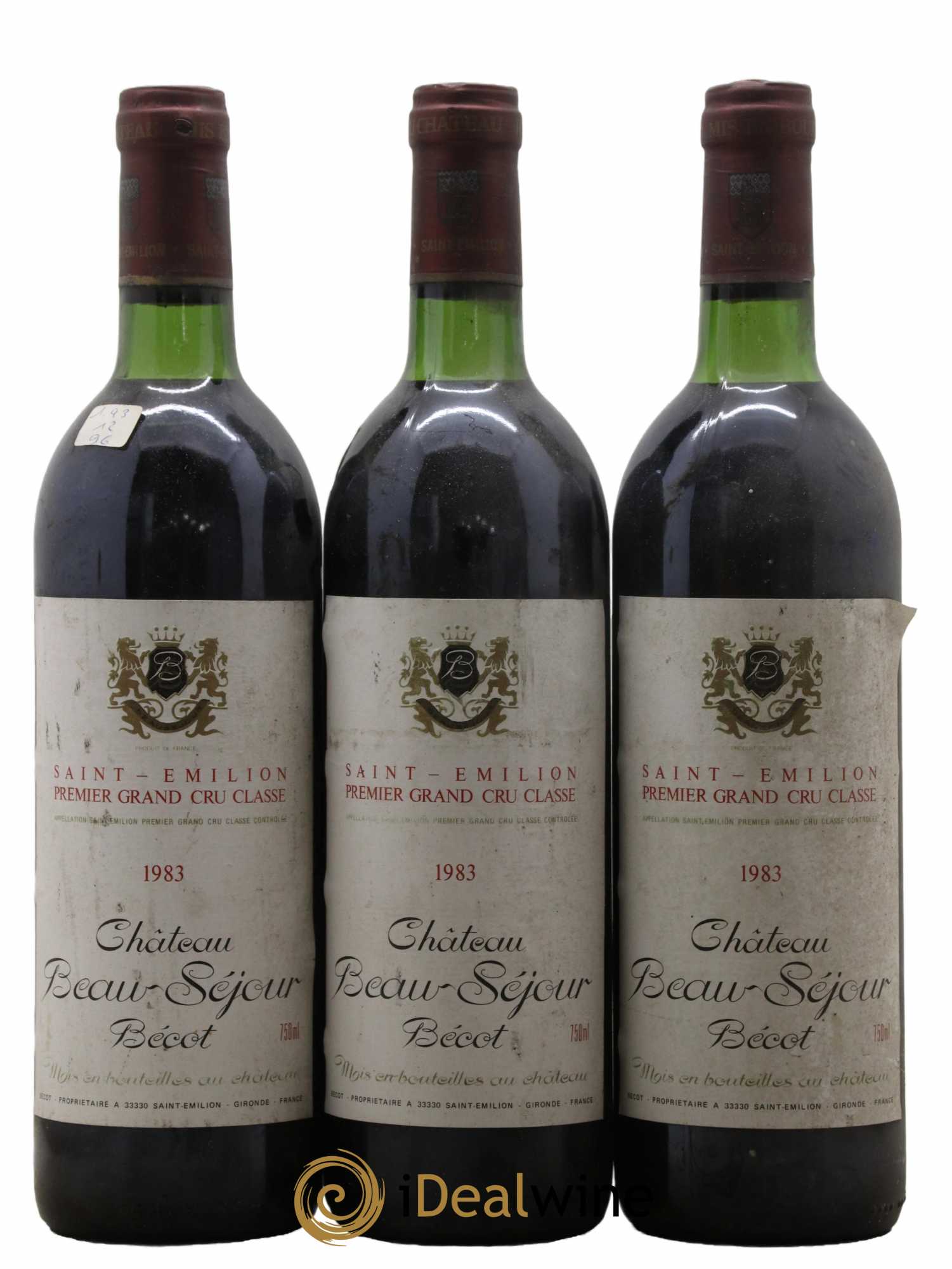 Château Beau-Séjour Bécot 1er Grand Cru Classé B 1983 - Lotto di 3 bottiglie - 0