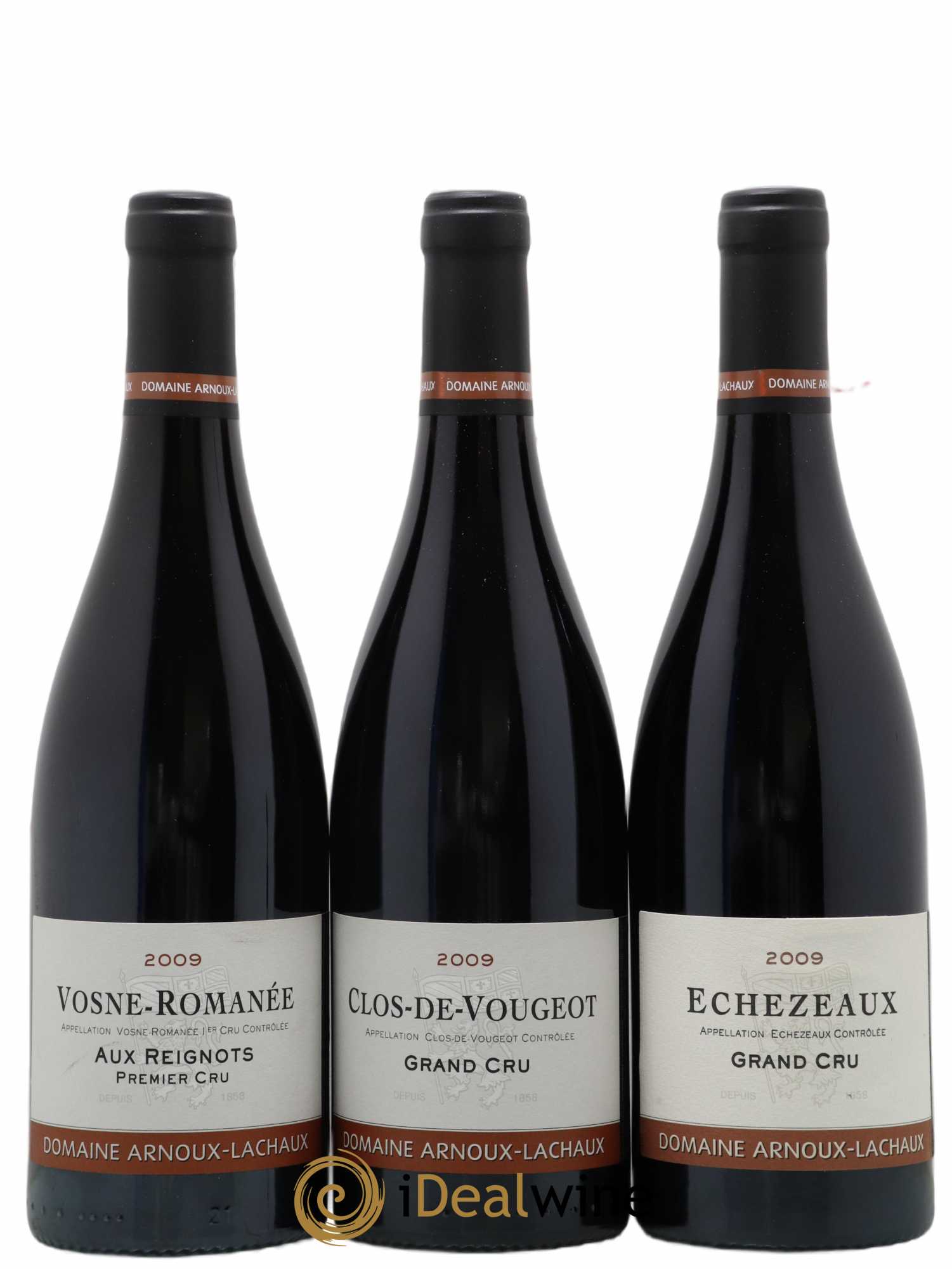 Caisse panachée Arnoux-Lachaux (Domaine) 1 Clos de Vougeot - 1 Vosne Romanée 1er cru Les Reignots - 1 Echezeaux 2009 - Lot of 1 bottle - 0