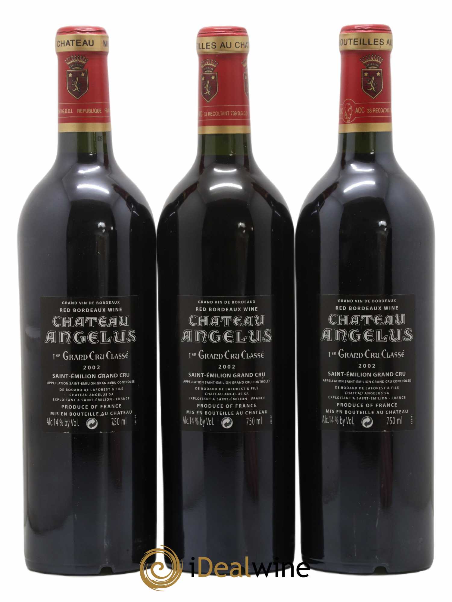 Château Angélus 1er Grand Cru Classé A 2002 - Lot de 3 bouteilles - 1