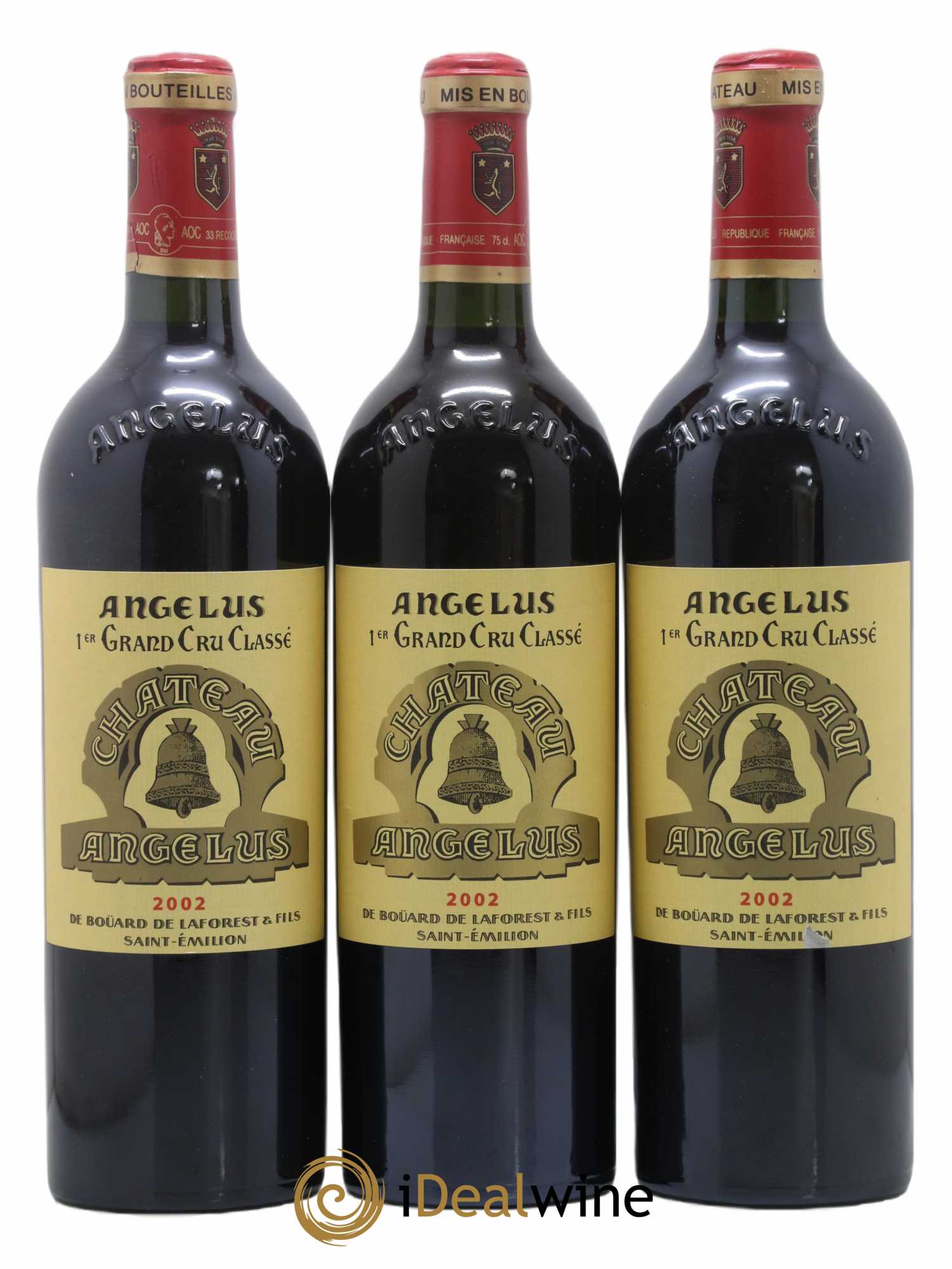 Château Angélus 1er Grand Cru Classé A 2002 - Lot de 3 bouteilles - 0