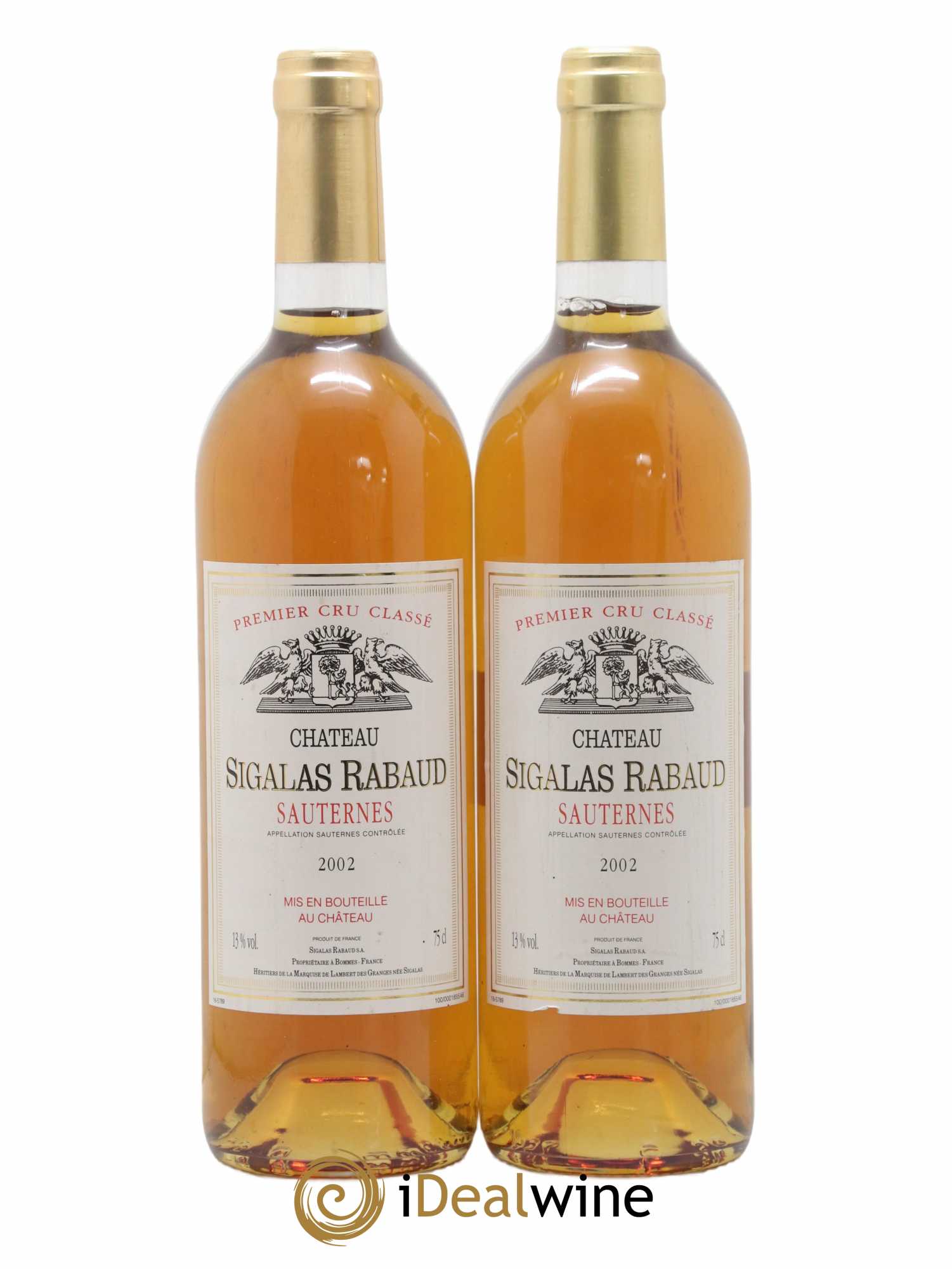 Château Sigalas Rabaud 1er Grand Cru Classé 2002 - Lotto di 2 bottiglie - 0