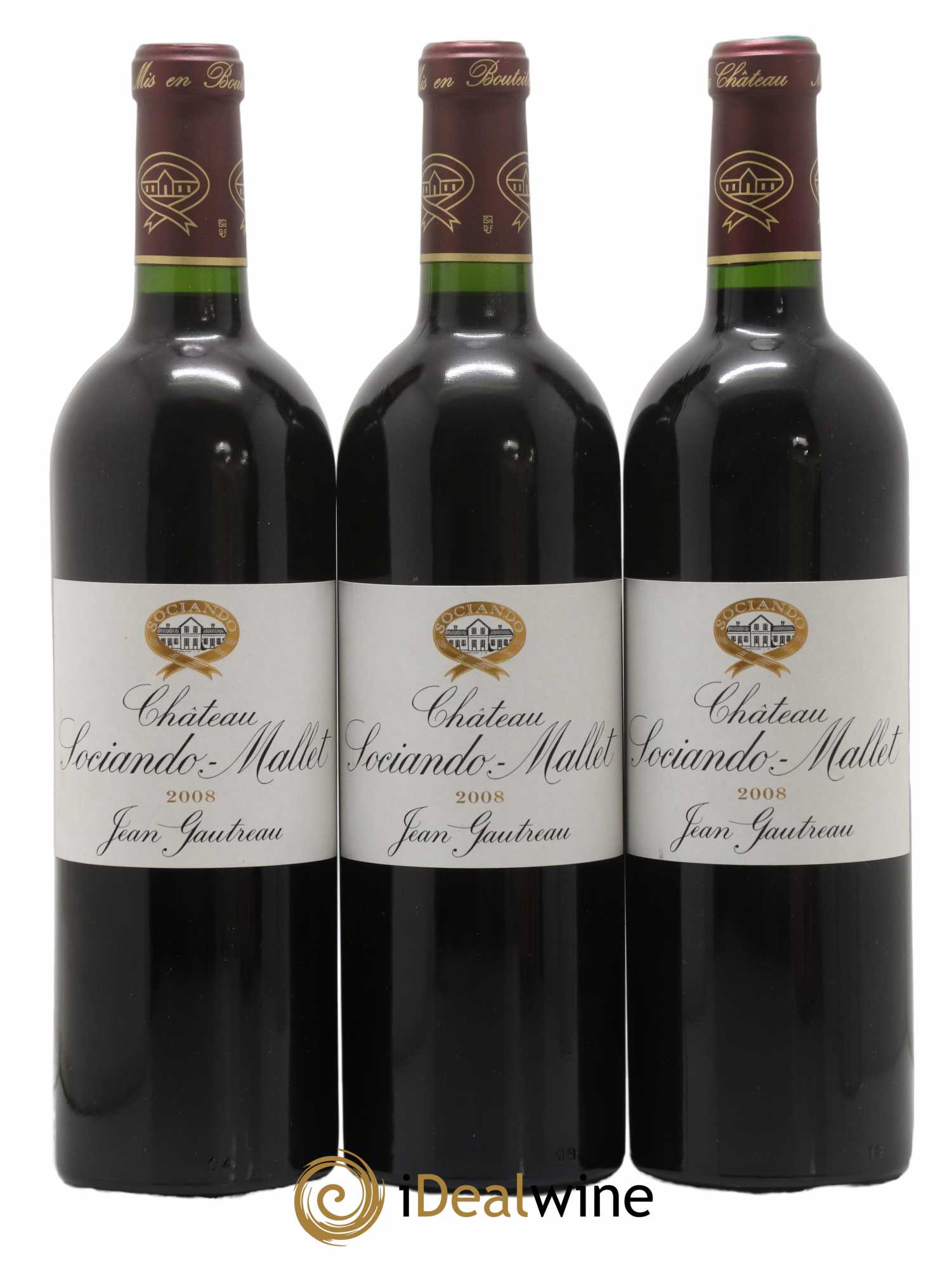 Château Sociando Mallet 2008 - Lot de 3 bouteilles - 0