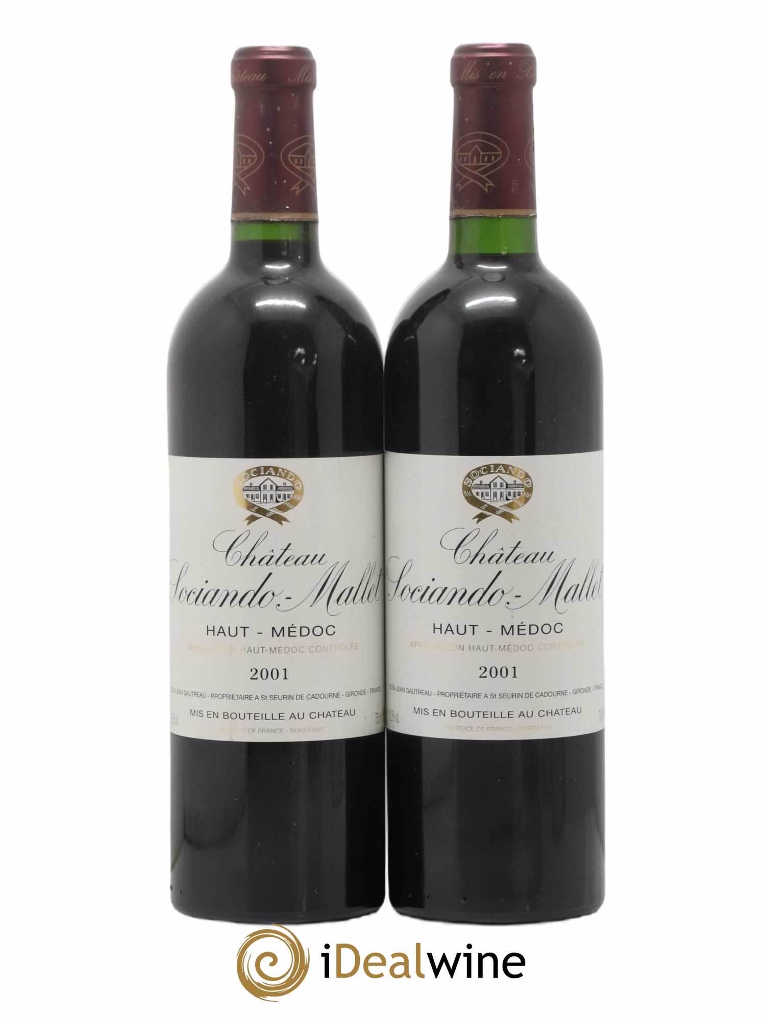 Château Sociando Mallet 2001 - Lot de 2 bouteilles - 0