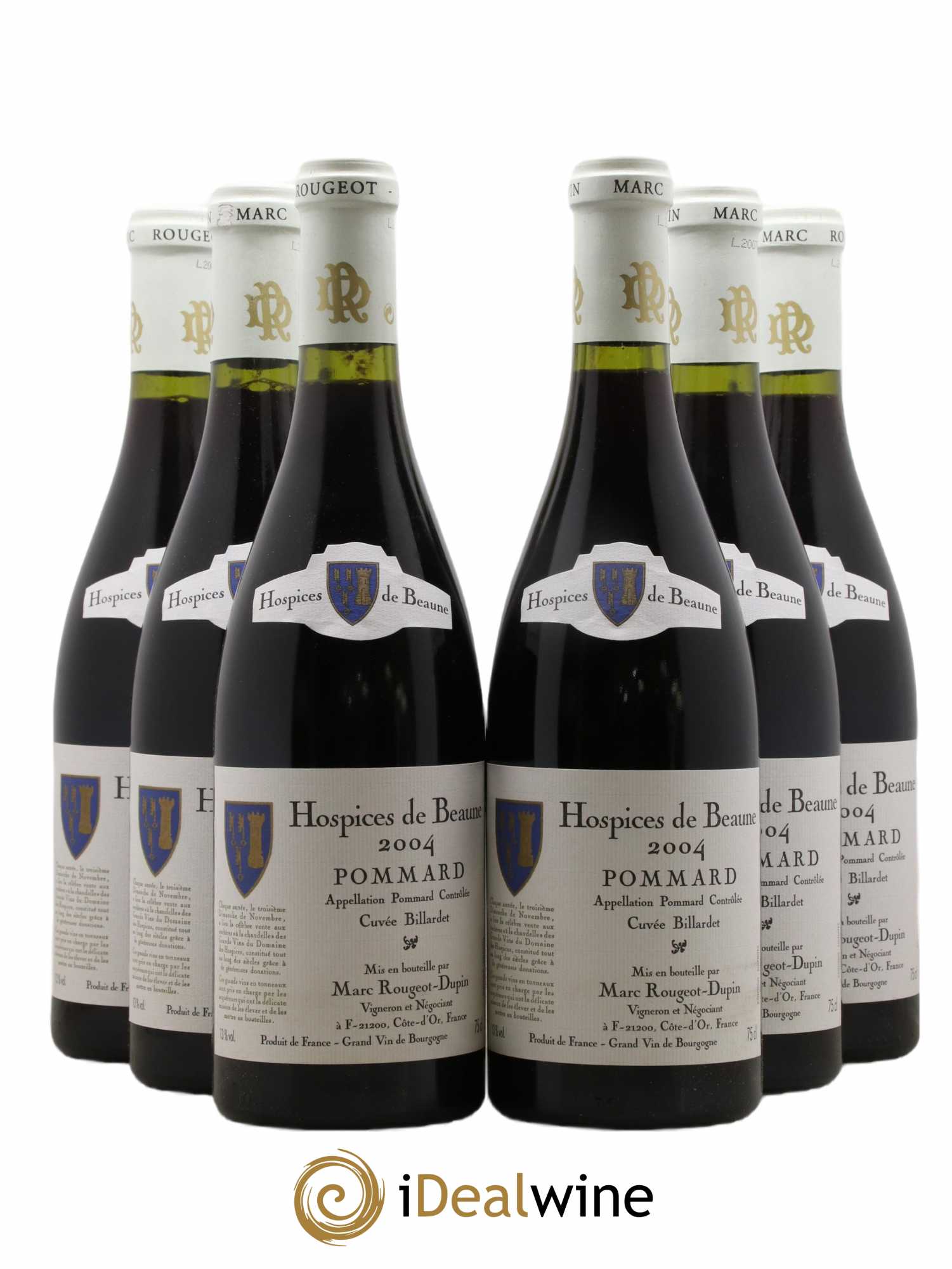 Pommard Hospices de Beaune Cuvée Billardet Marc Rougeot Dupin 2004 - Lot of 6 bottles - 0