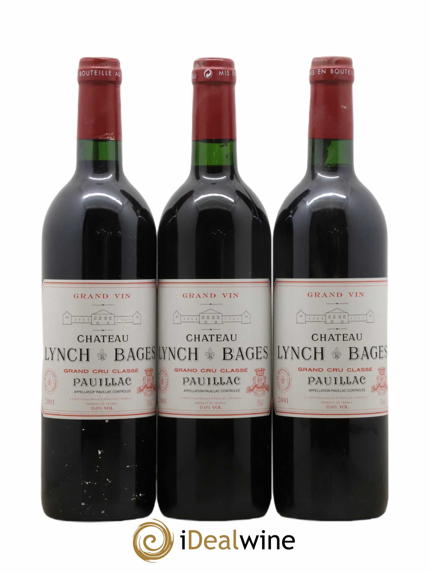 Château Lynch Bages 5ème Grand Cru Classé 2001 - Lot de 3 bouteilles - 0
