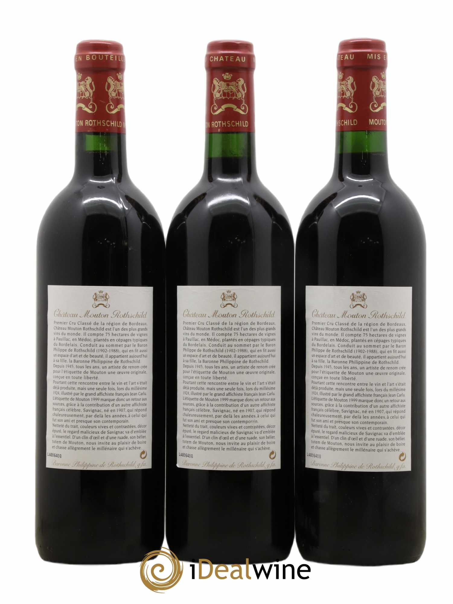 Château Mouton Rothschild 1er Grand Cru Classé 1999 - Lot of 3 bottles - 1