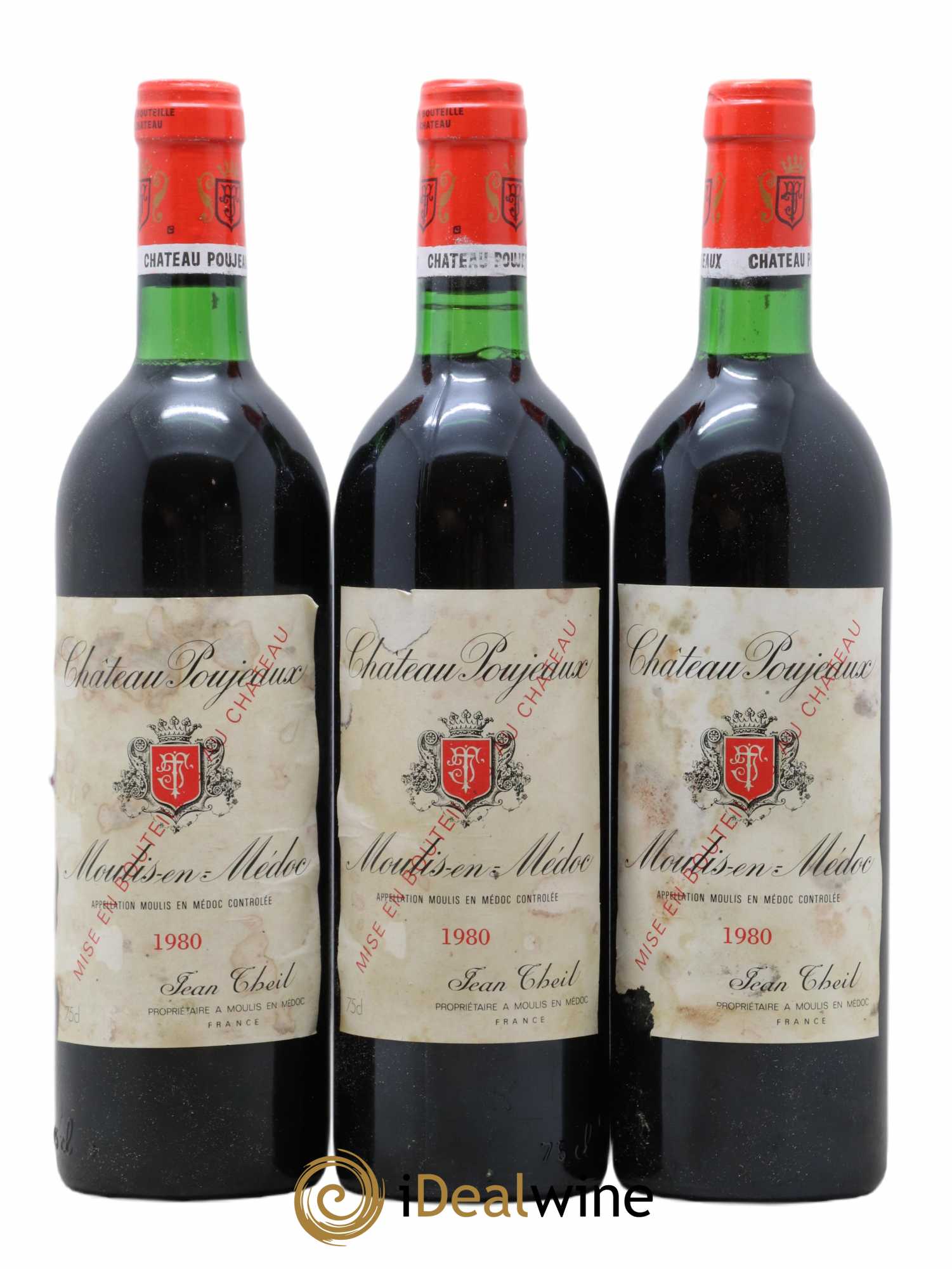 Château Poujeaux 1980 - Lot de 3 bouteilles - 0