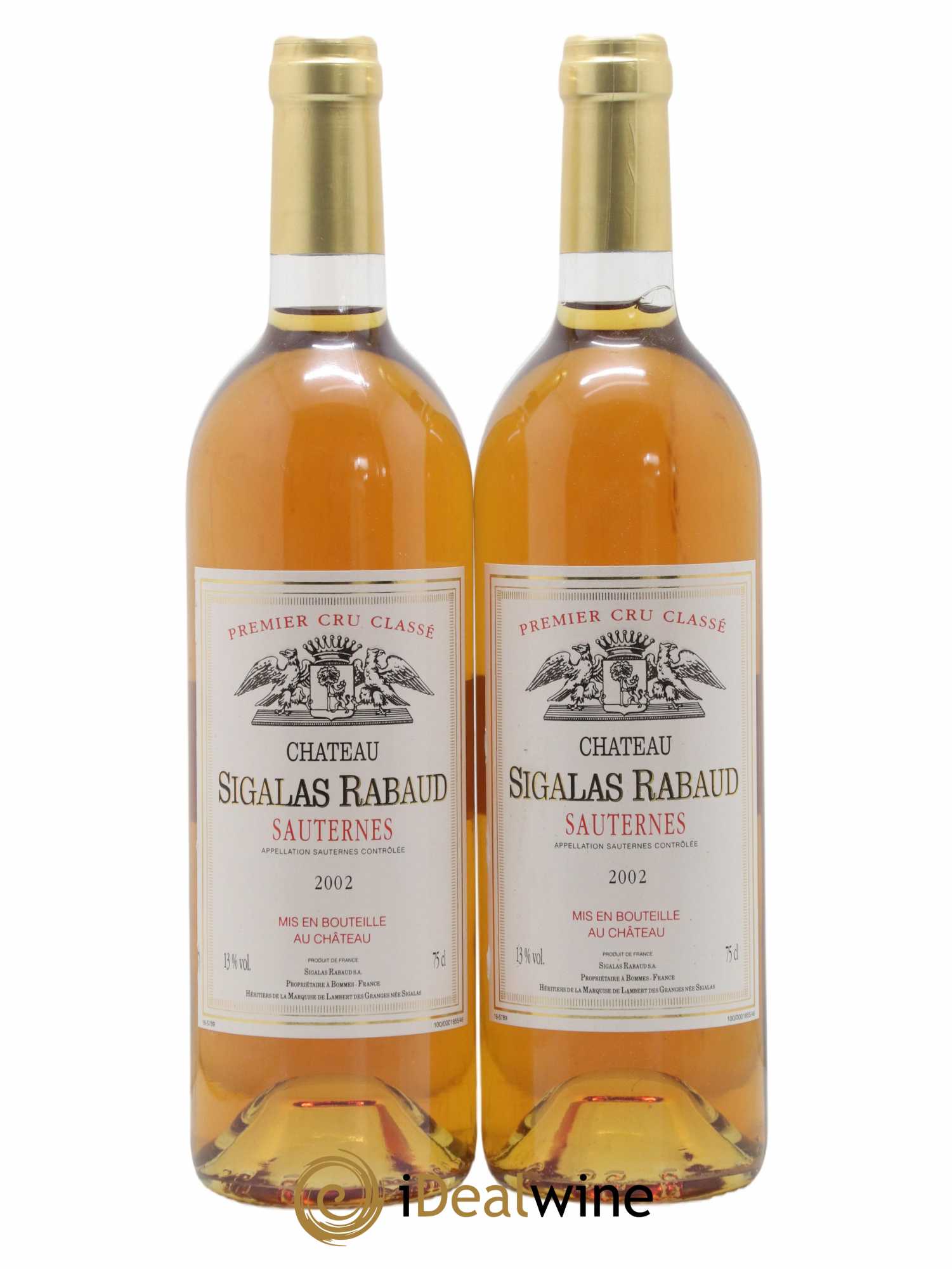 Château Sigalas Rabaud 1er Grand Cru Classé 2002 - Lotto di 2 bottiglie - 0