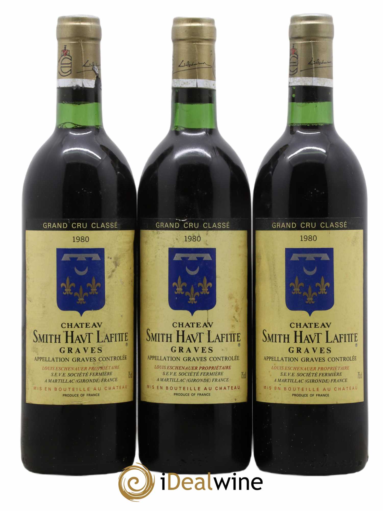 Château Smith Haut Lafitte Cru Classé de Graves 1980 - Lot de 3 bouteilles - 0
