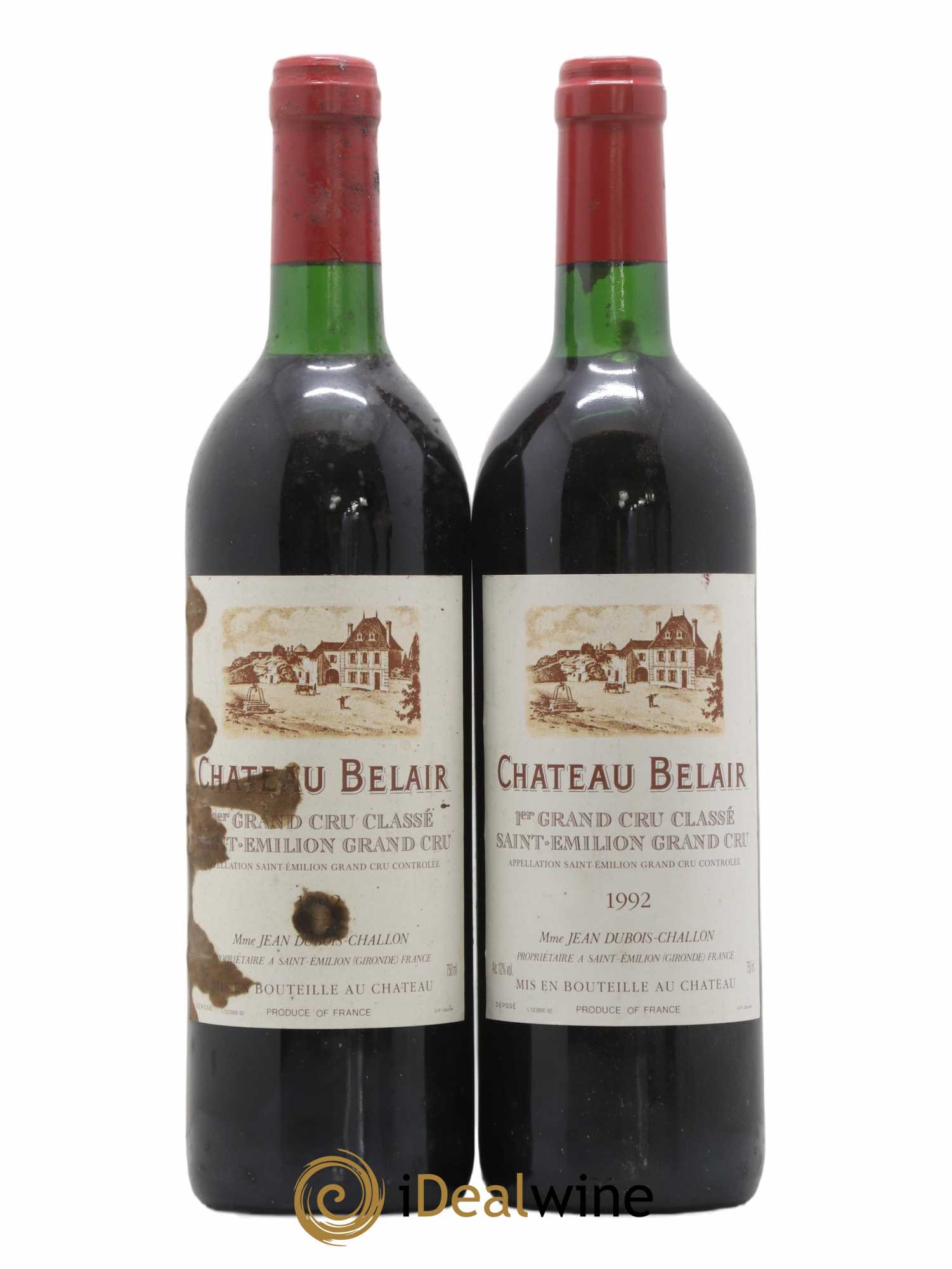 Château Belair (Belair-Monange) 1er Grand Cru Classé B 1992 - Lot de 2 bouteilles - 0