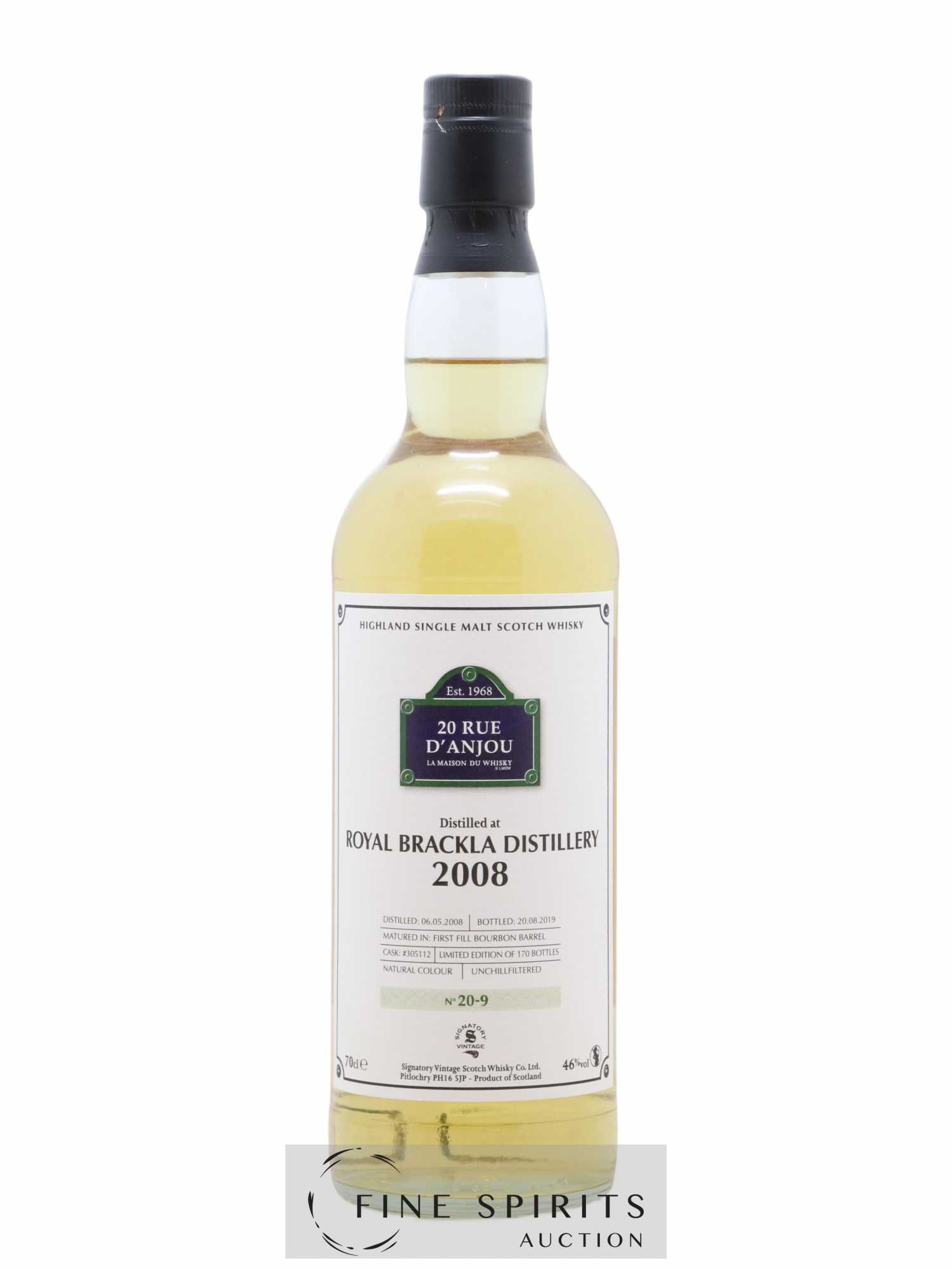Royal Brackla 2008 Signatory Vintage N°20-9 Cask n°305112 - One of 170 - bottled 2019 LMDW 20 Rue D'Anjou - Lot de 1 bouteille - 0