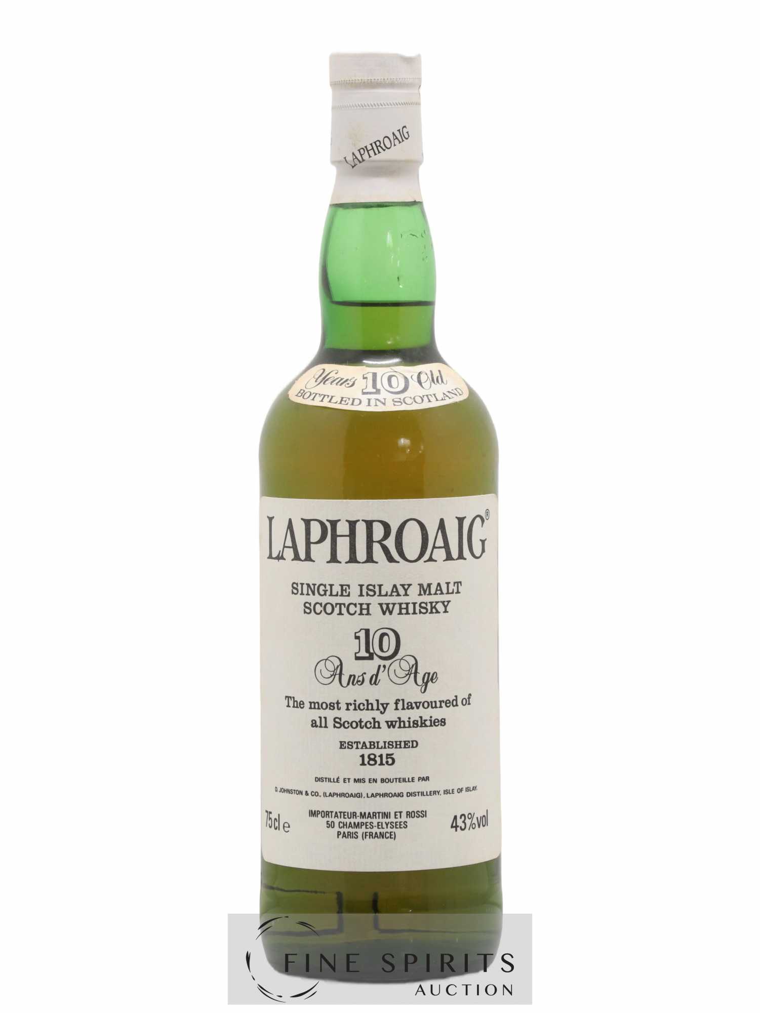 Laphroaig 10 years Of. Martini & Rossi Importateur (75cl.) - Lot de 1 bouteille - 0