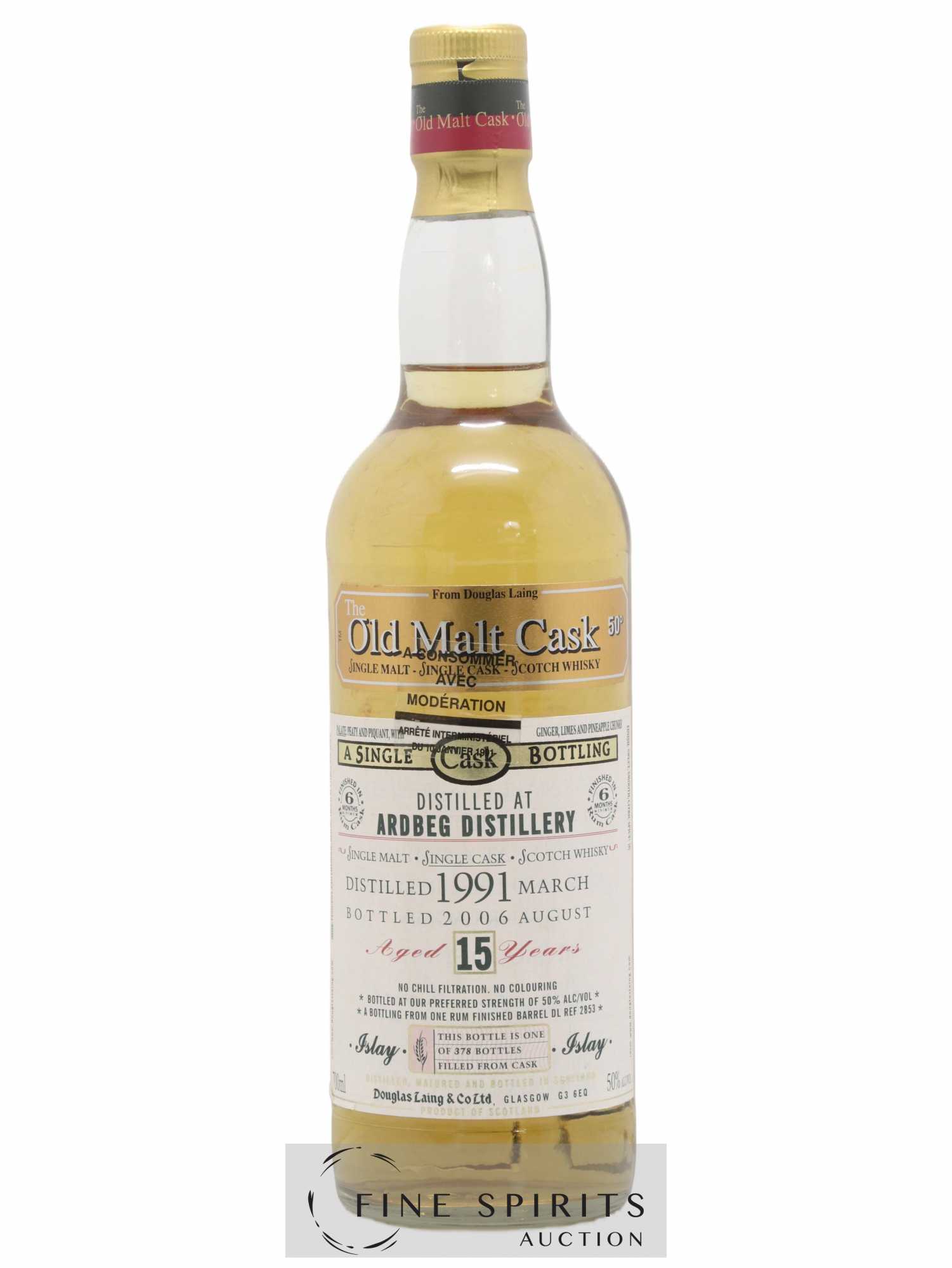 Ardbeg 15 years 1991 Douglas Laing Single Cask - One of 378 - bottled 2006 The Old Malt Cask - Lot de 1 bouteille - 1