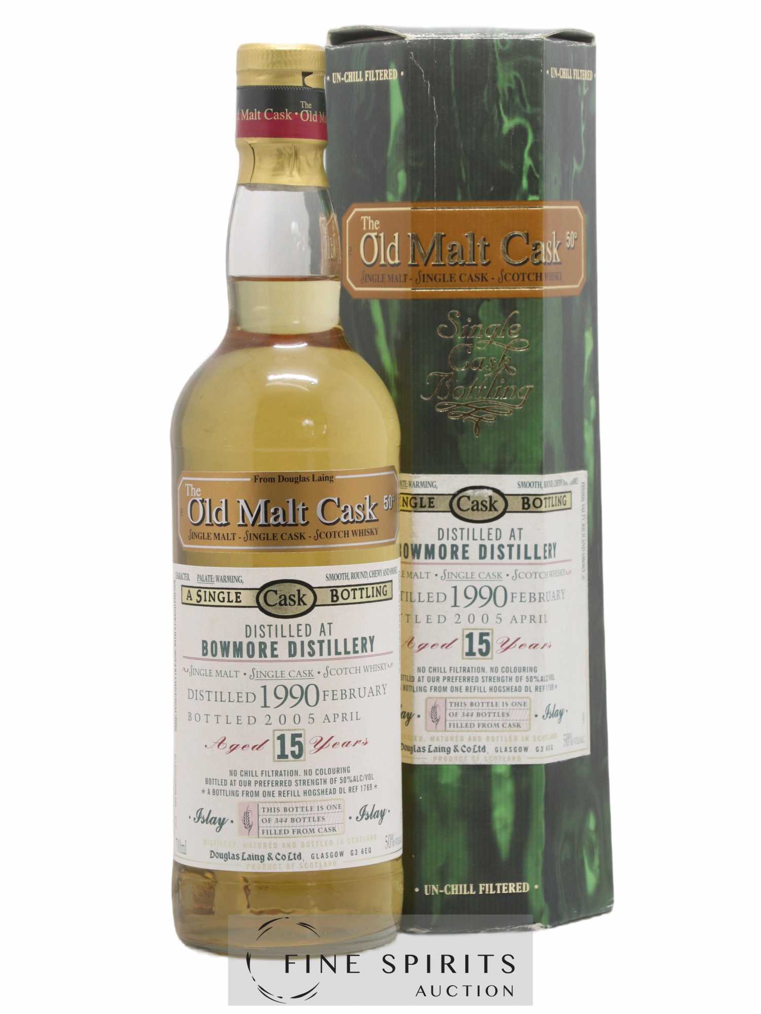 Bowmore 15 years 1990 Douglas Laing Single Cask DL REF 1769 - One of 344 - bottled 2005 Old Malt Cask - Lot de 1 bouteille - 0