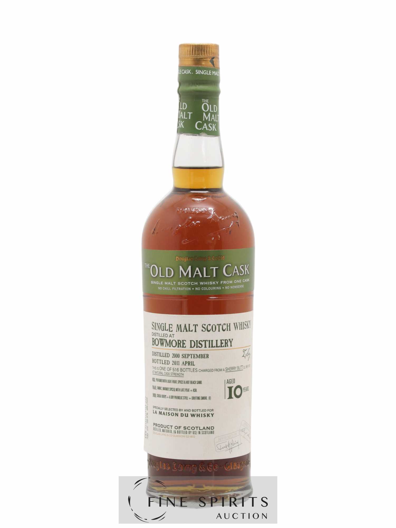 Bowmore 10 years 2000 Douglas Laing Sherry butt DL REF 7071 - One of 516 - bottled 2011 LMDW Old Malt Cask - Lot de 1 bouteille - 1