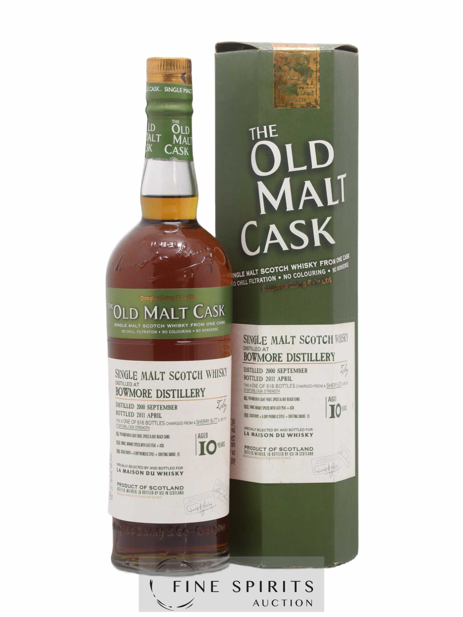 Bowmore 10 years 2000 Douglas Laing Sherry butt DL REF 7071 - One of 516 - bottled 2011 LMDW Old Malt Cask - Lot de 1 bouteille - 0