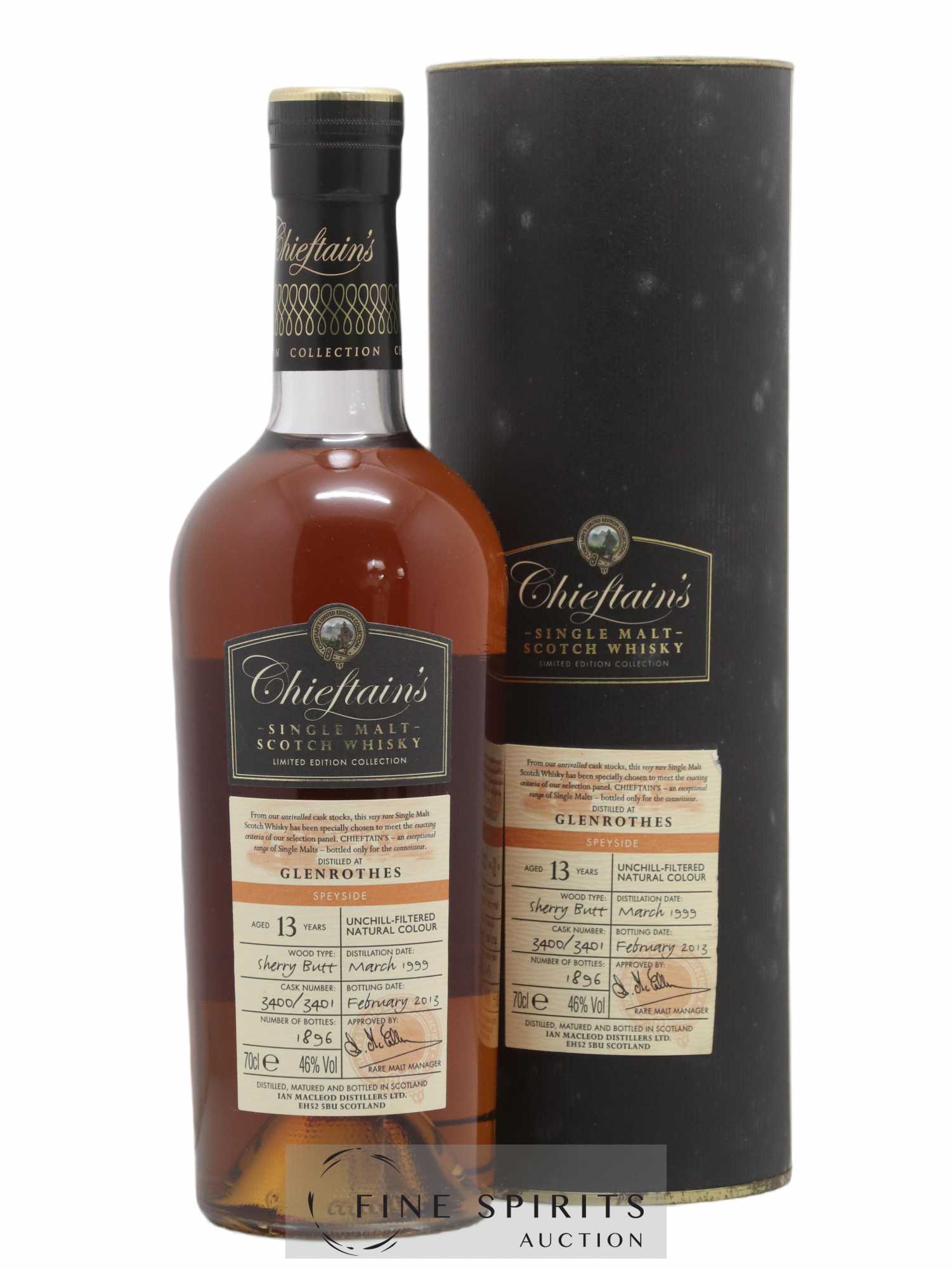 Glenrothes 13 years 1999 Ian Macleod Chieftain's Cask n°3400-3401 - One of 1896 - bottled 2013 Limited Edition Collection - Lot de 1 bouteille - 0