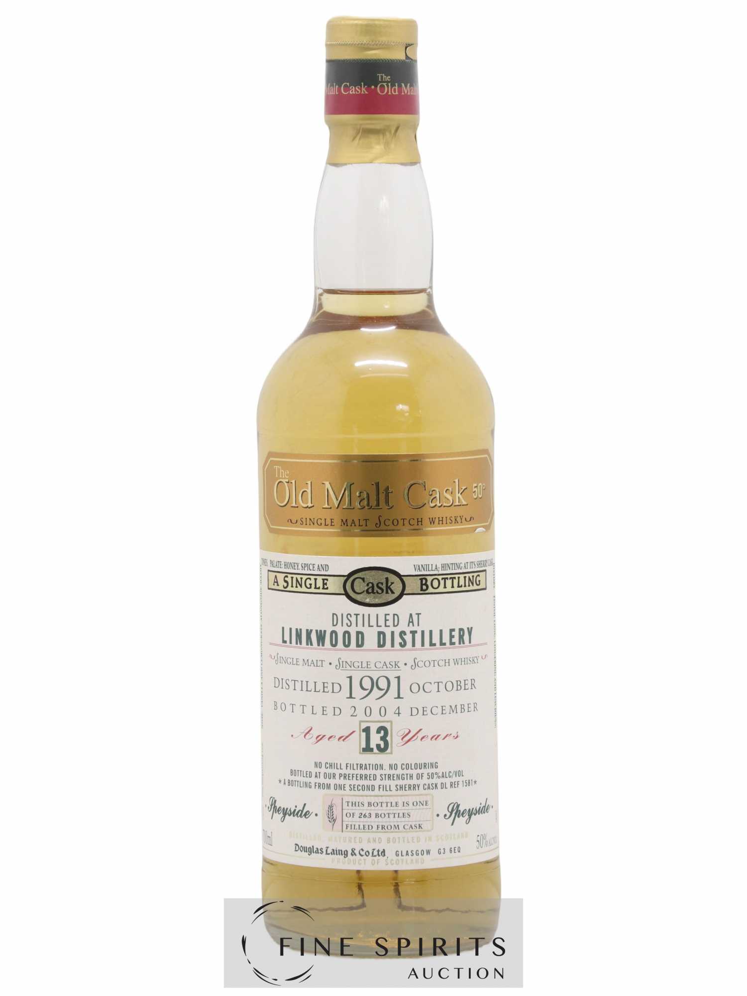 Linkwood 13 years 1991 Douglas Laing Cask DL REF 1581 - One of 263 - bottled 2004 The Old Malt Cask - Lot of 1 bottle - 1