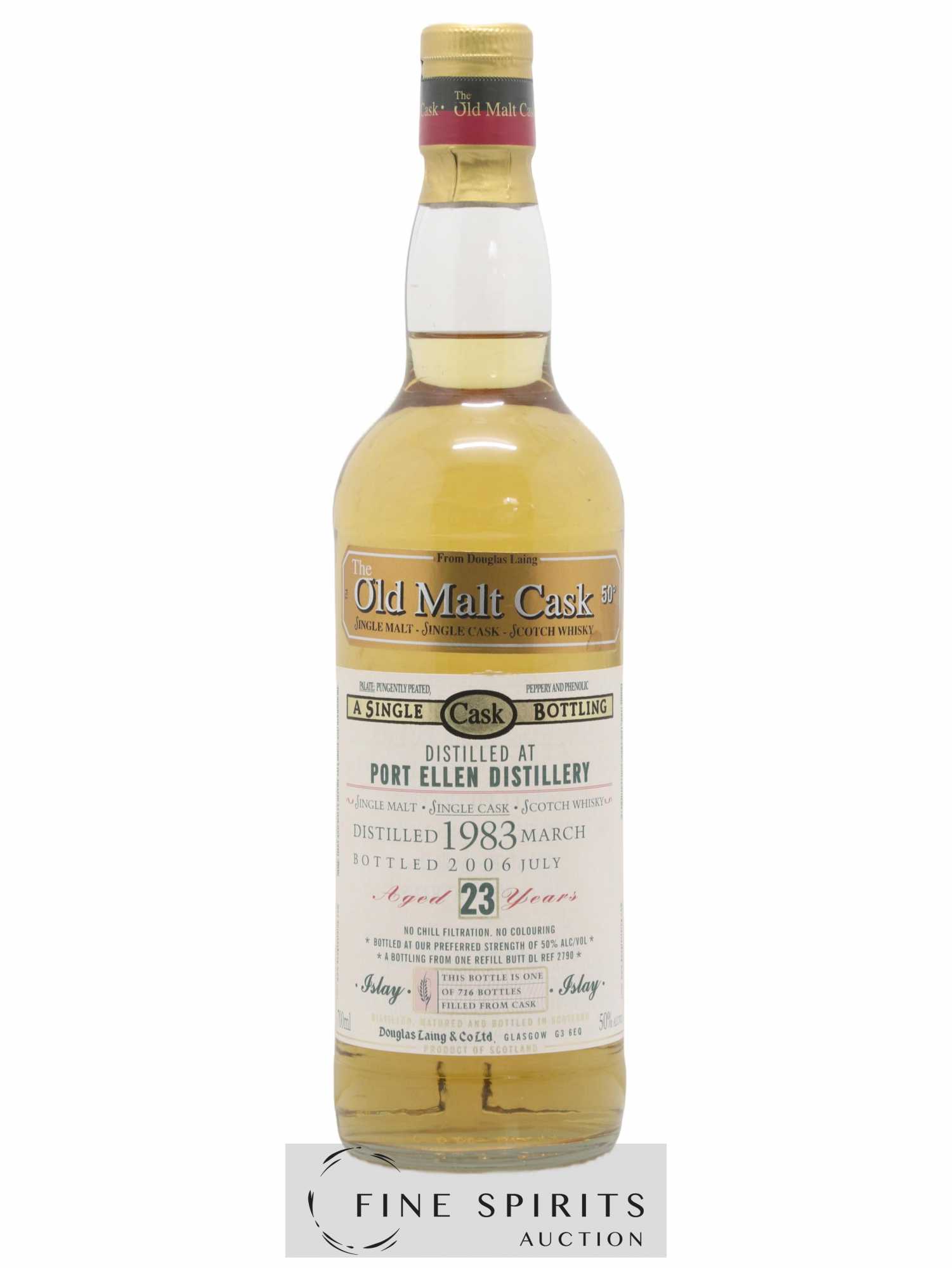 Port Ellen 23 years 1983 Douglas Laing Refill Butt DL REF 2790 - One of 716 - bottled 2006 The Old Malt Cask - Lot de 1 bouteille - 1
