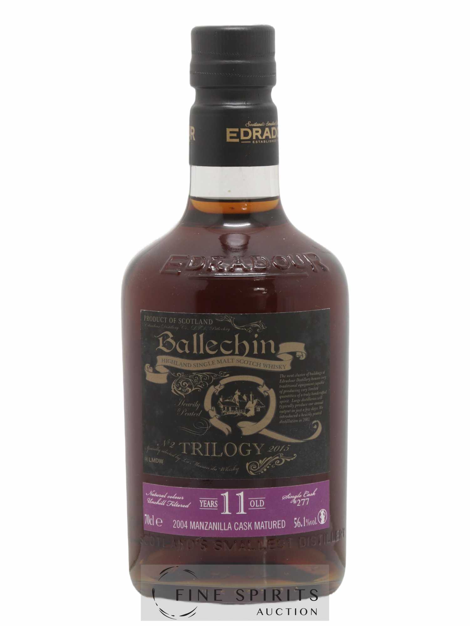 Ballechin 11 years 2004 Of. Trilogy n°2 Single Manzanilla Cask Matured n°277 - bottled 2015 - Lot de 1 bouteille - 1