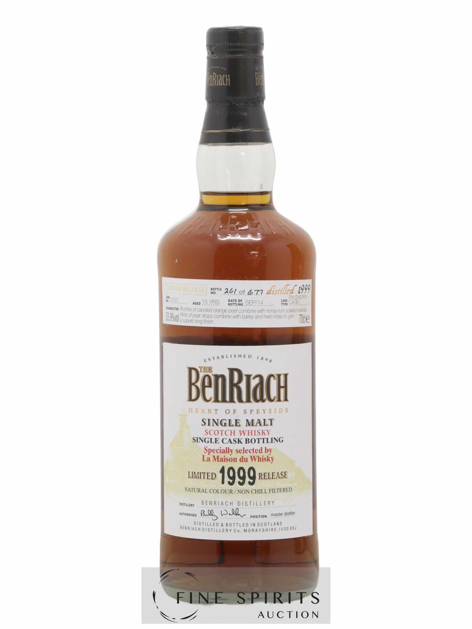 Benriach 15 years 1999 Of. Px Sherry Cask n°5727 - One of 677 - bottled 2014 LMDW Limited Release - Lot of 1 bottle - 1